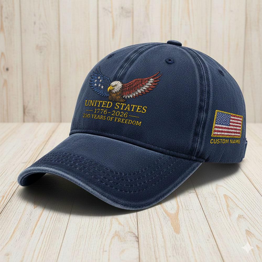 Personalized 250th Anniversary Embroidered Hat – Patriotic American Gift