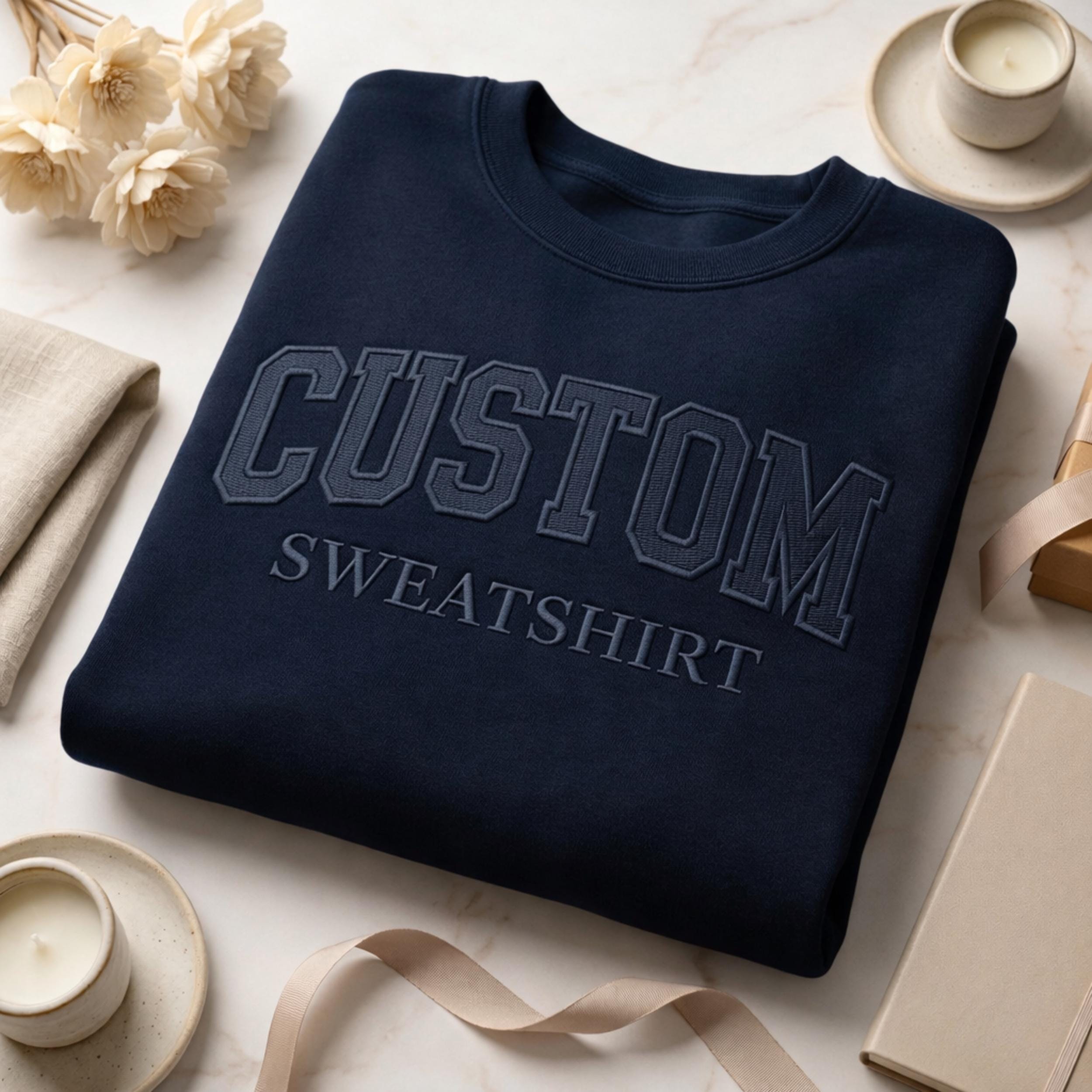 Personalized Custom Name & Font Embroidered Shirt, Collegiate Varsity Embroidery Sweatshirt, Taupe Crewneck Custom Apparel