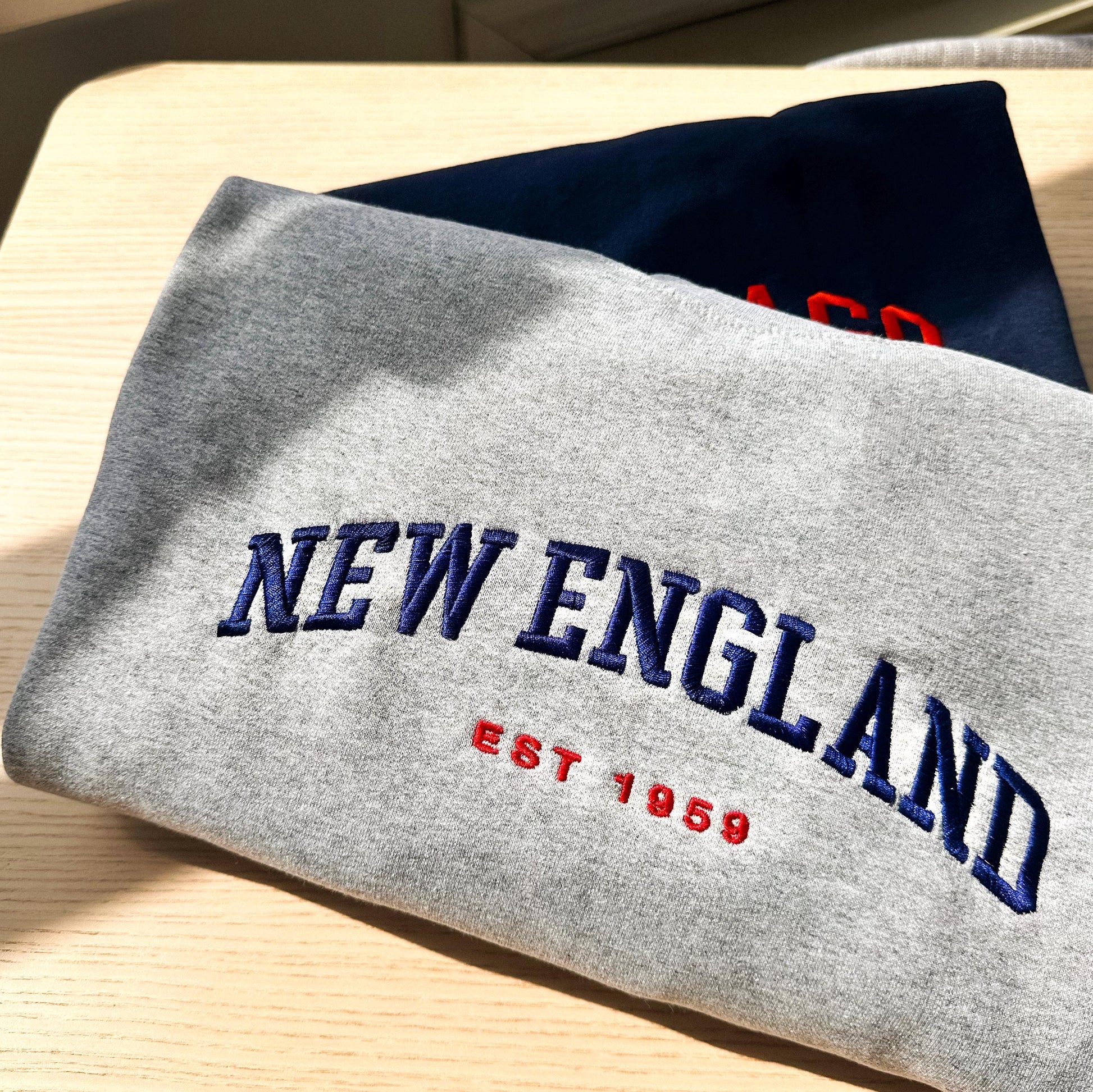 Embroidered New England Football Crewneck, Vintage Game Day Sweatshirt, Cozy Retro College Style fall pullover, UNISEX