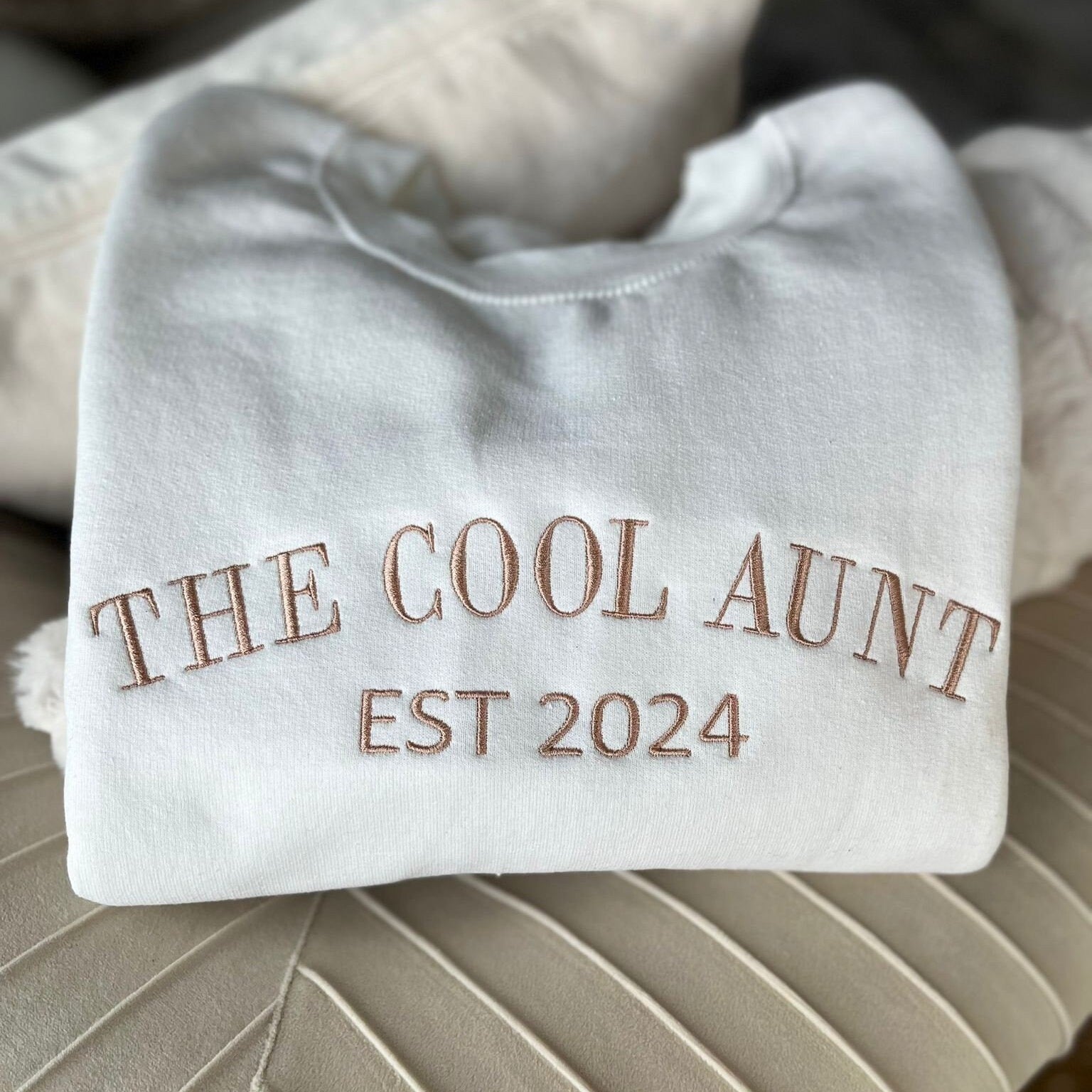 The Cool Aunt Sweatshirt, Est. 2024 Embroidery, Custom Aunt Gift, Cozy Crewneck Sweater, First Time Aunt Announcement Shirt