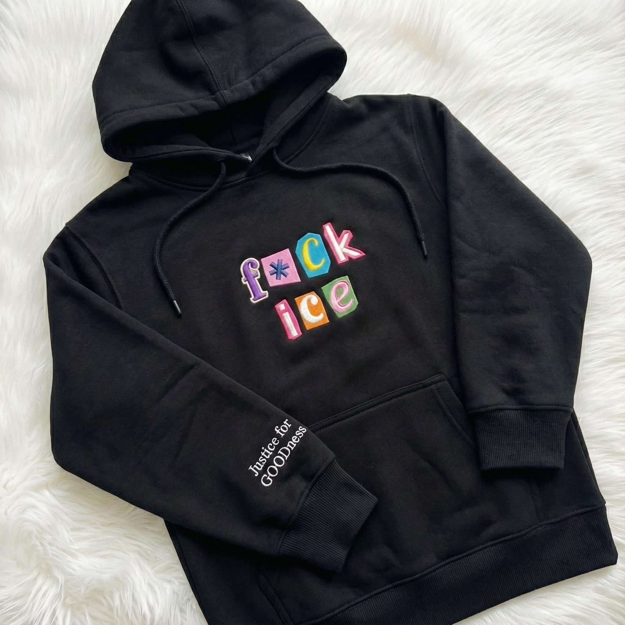 F*ck ICE Embroidered Sweatshirt – Anti ICE Magazine Letters Pullover, Abolish ICE Unisex Sweater, No Human Is Illegal, FDT Protest Apparel
