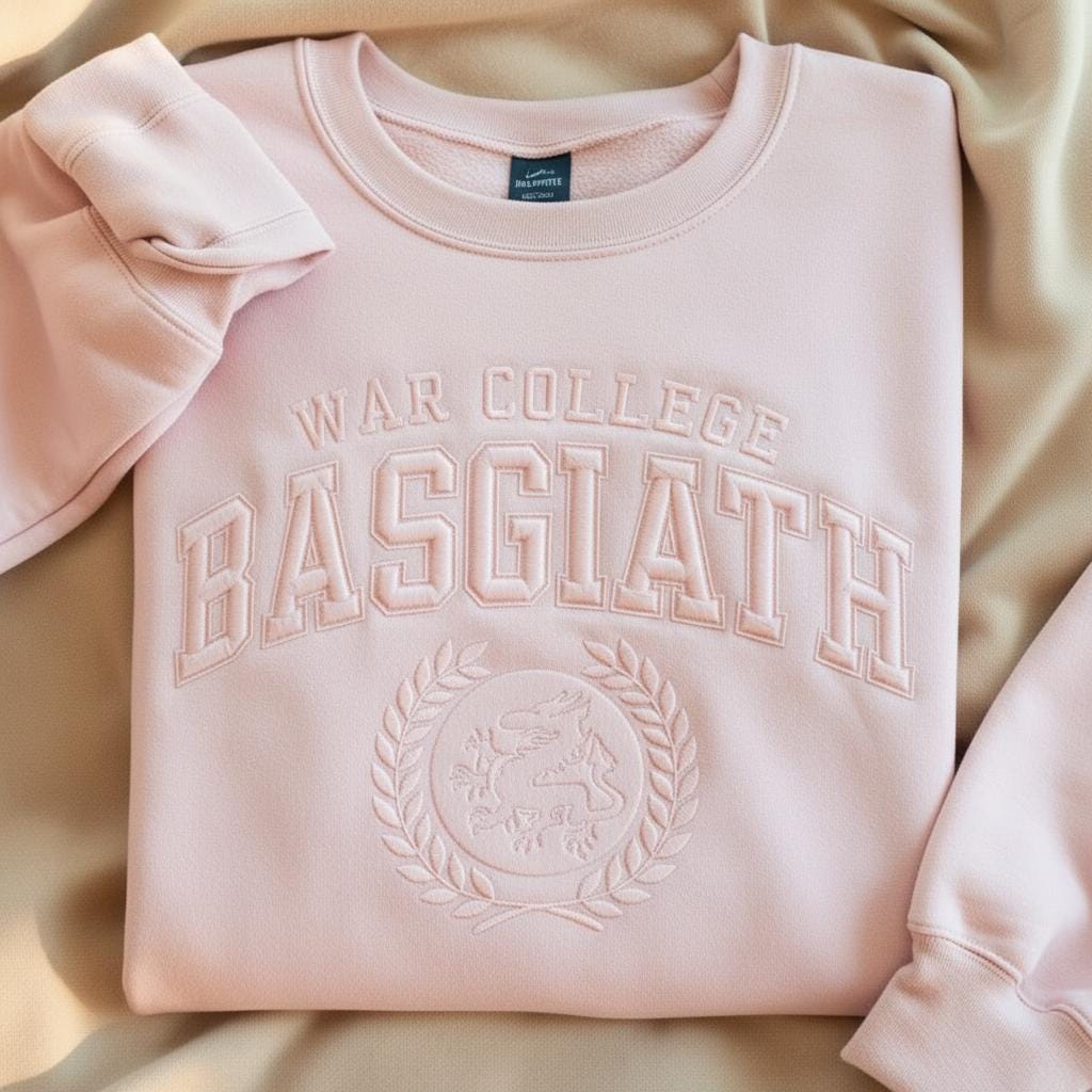 Embroidered Fourth Wing Tone On Tone Sweatshirt, Basgiath War College Dragon Rider, Dragon Book Lover Shirt