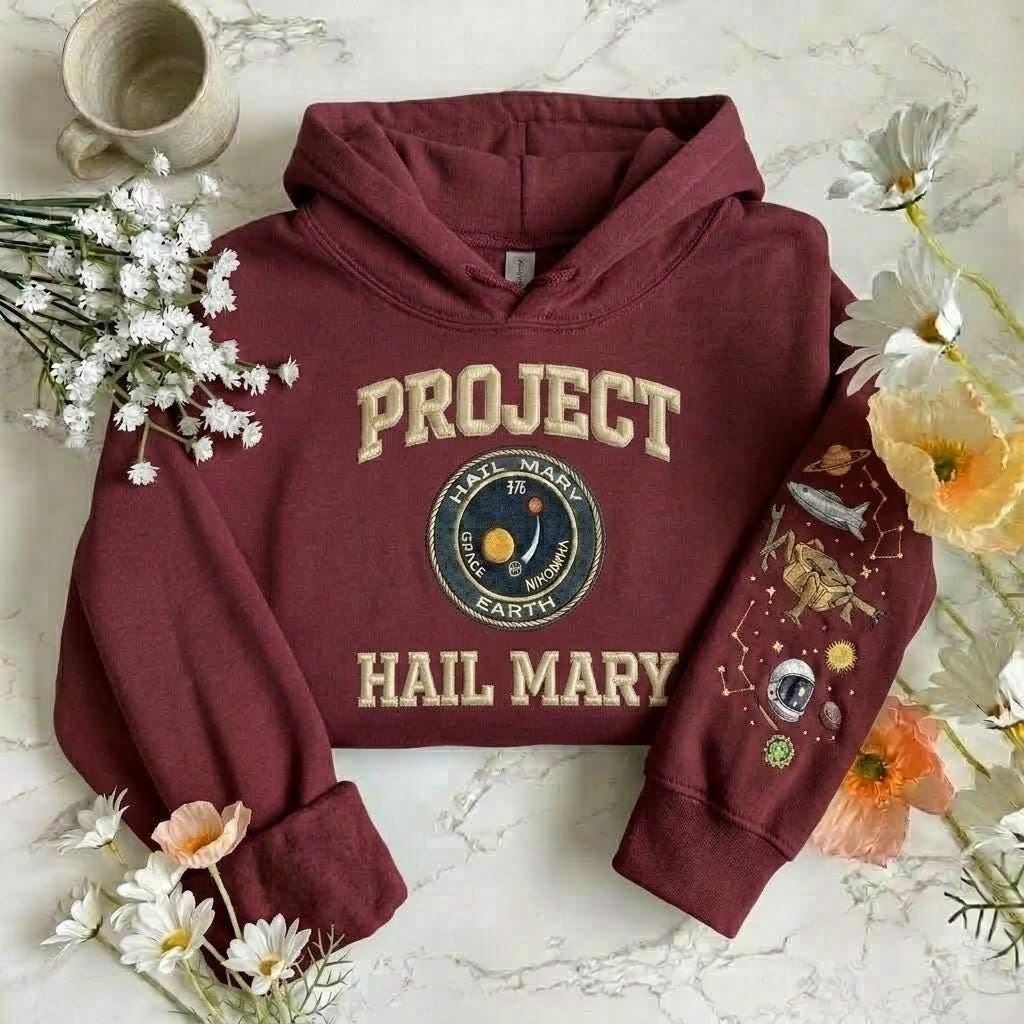Embroidered Project Hail Mary Crewneck, Sci Fi Reader Gift Embroidered Sweatshirt, Bookish Lovers Clothing Gift