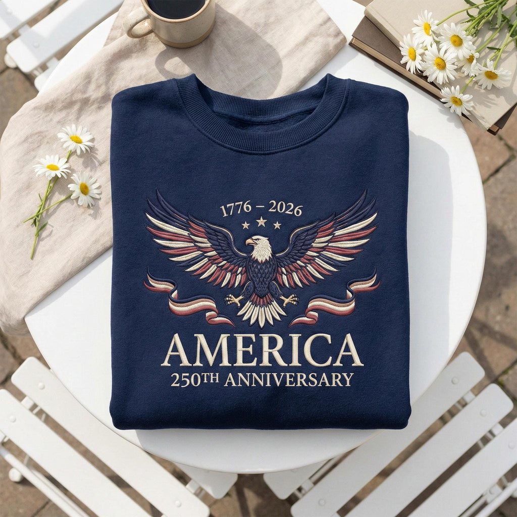 Embroidered Patriotic Sweatshirt, Bald Eagle, 250th Anniversary