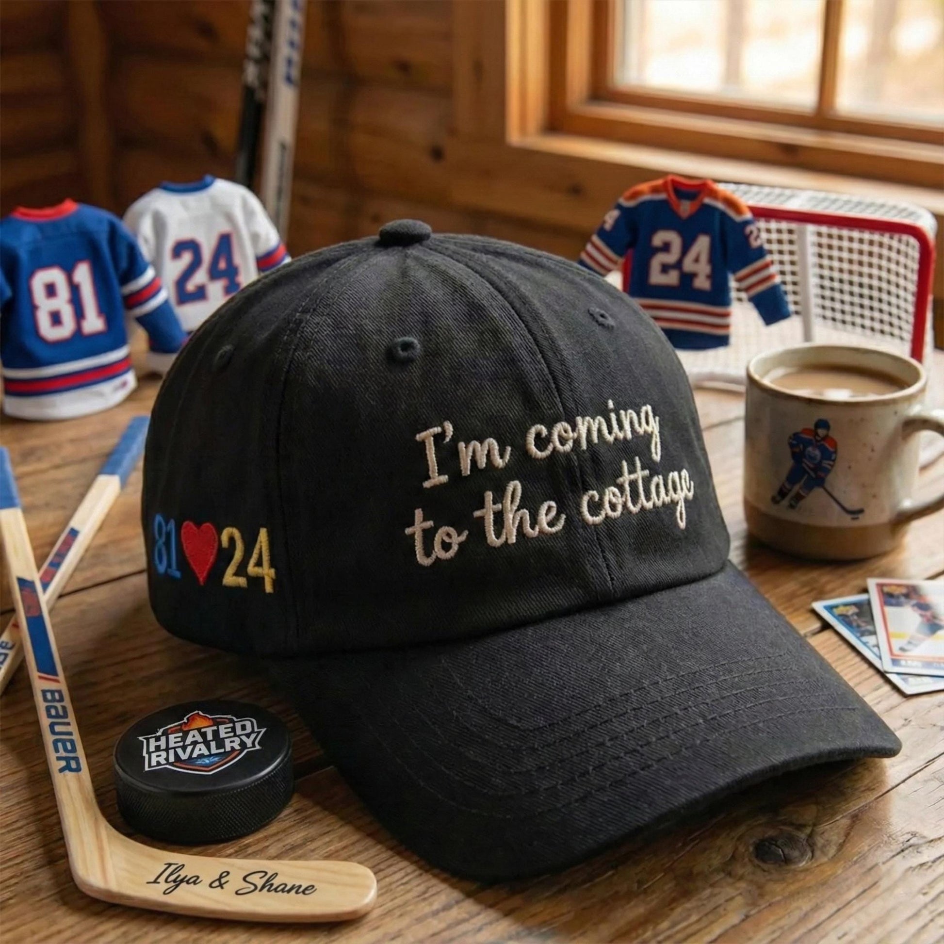 I'm Coming To The Cottage Embroidered Hat, Hockey Romance LGBT Hockey Fan Gift Heated Movie Rivalry Hat, Shane and Ilya, heated rivalry hats
