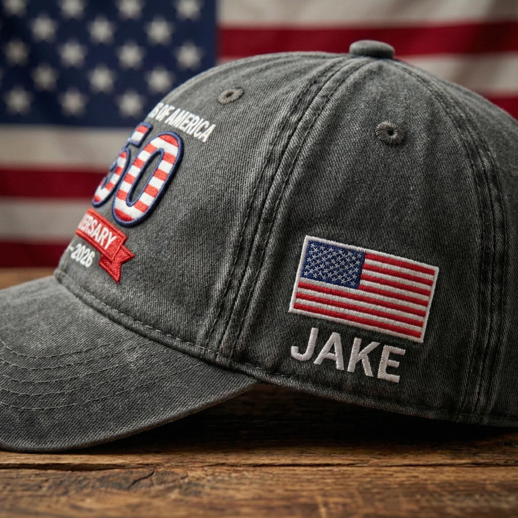 Embroidered United States 250th Anniversary Hat, 250 Embroidered Cap, Independence Celebration Gift 1776 2026, Semiquincentennial Gift Cap