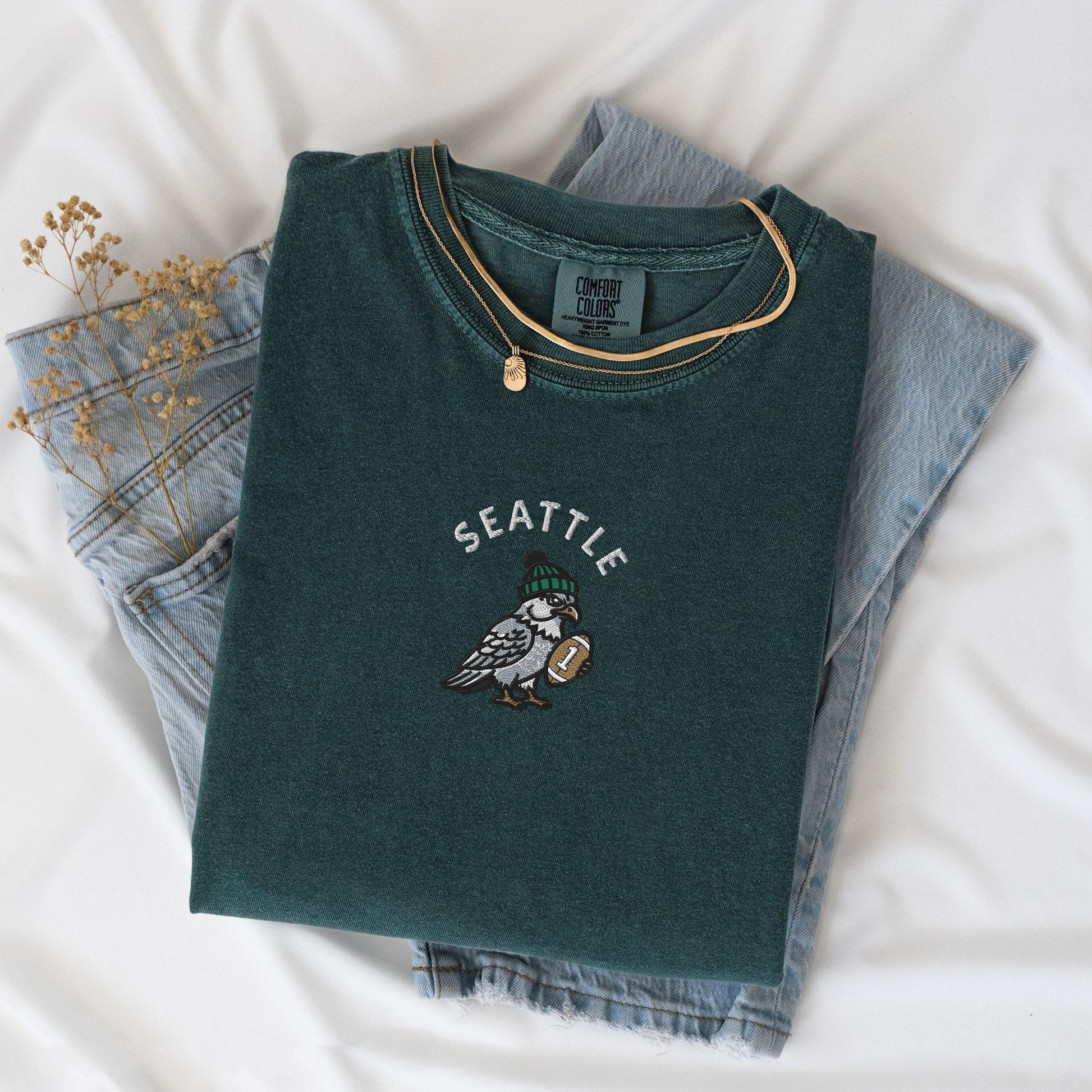 Embroidered Seattle Seahawks T-Shirt, Game Day Football Shirt, Seahawks Fan Apparel, Unisex Team Tee