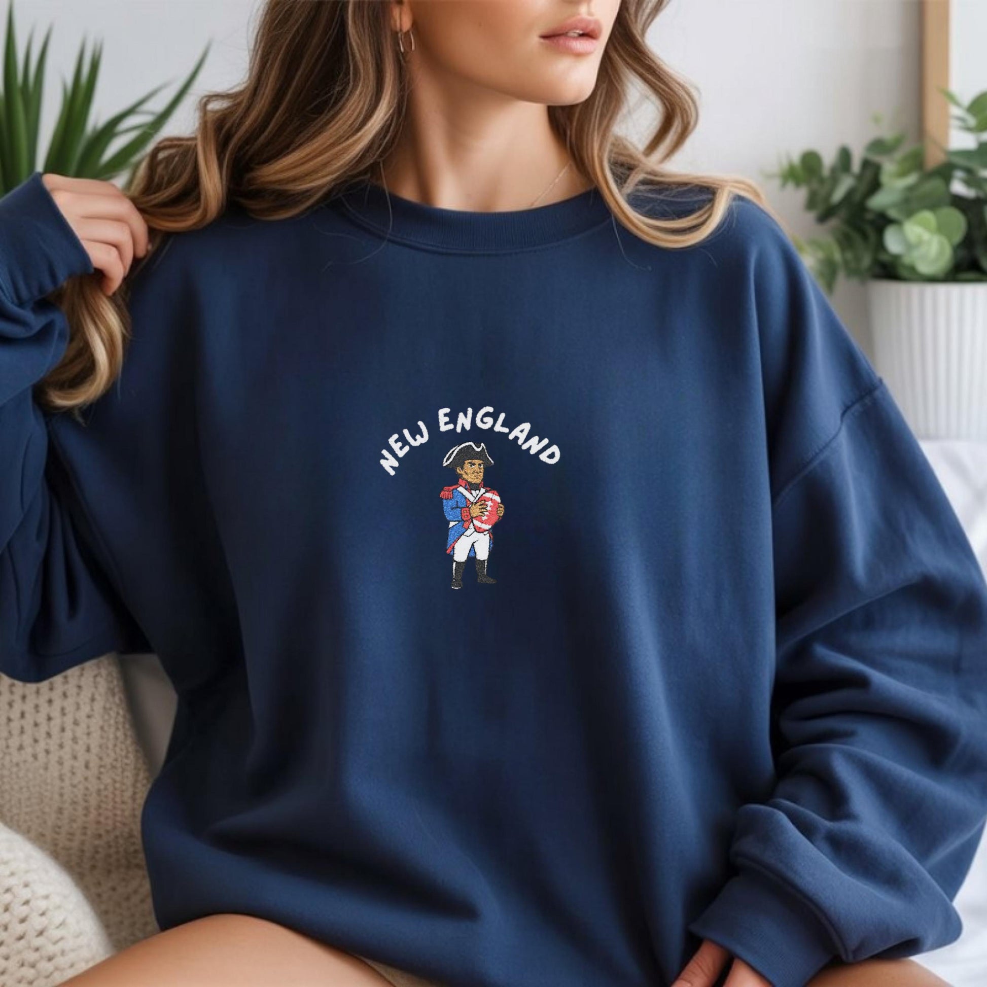 Embroidered New England Football Shirt – Vintage Game Day Sweatshirt | Unisex Sweater for Men & Women | Sports Fan Gift