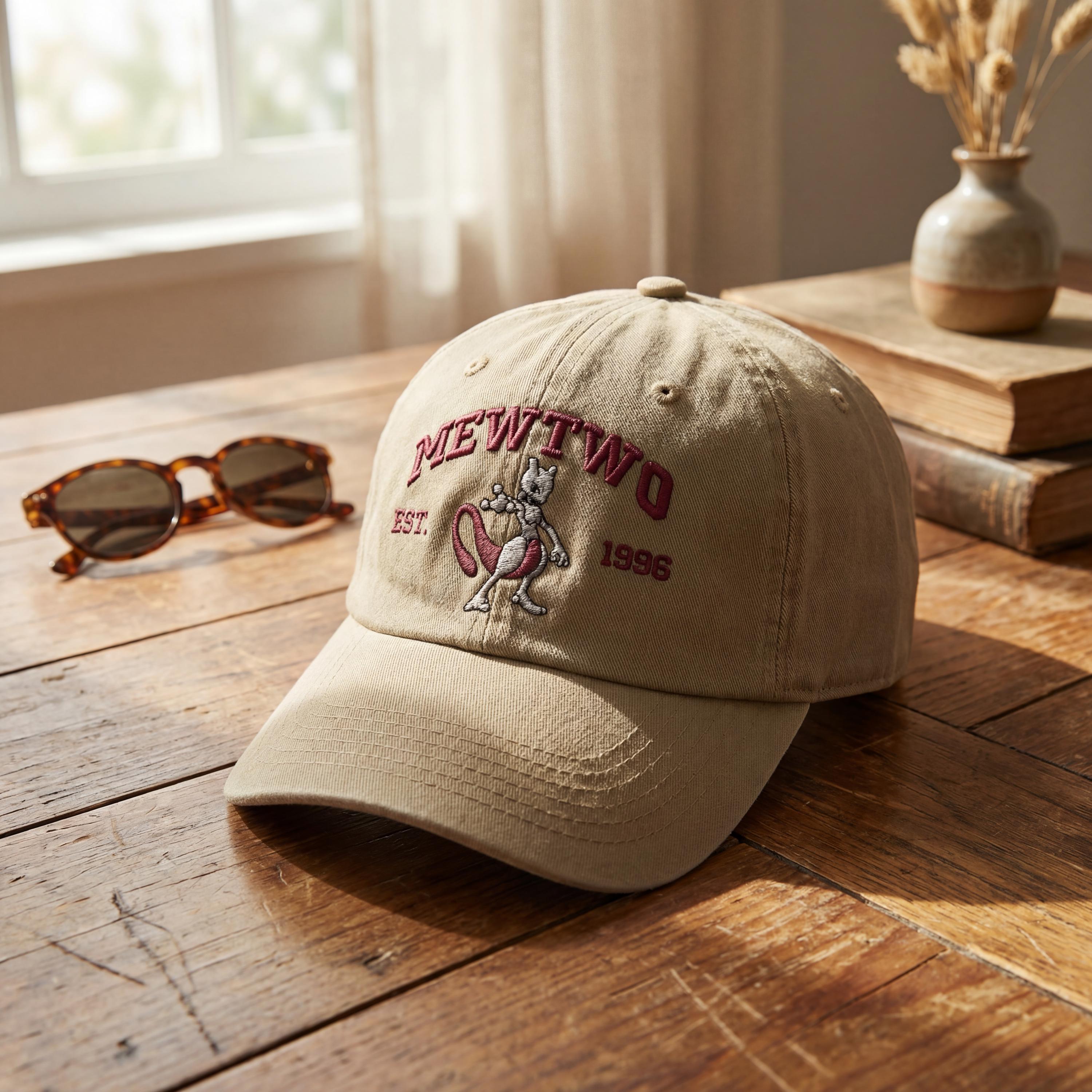 Custom Poke Anime Embroidered Vintage Hat – Personalized Character Baseball Cap, Retro Otaku Style Gift for Men & Women
