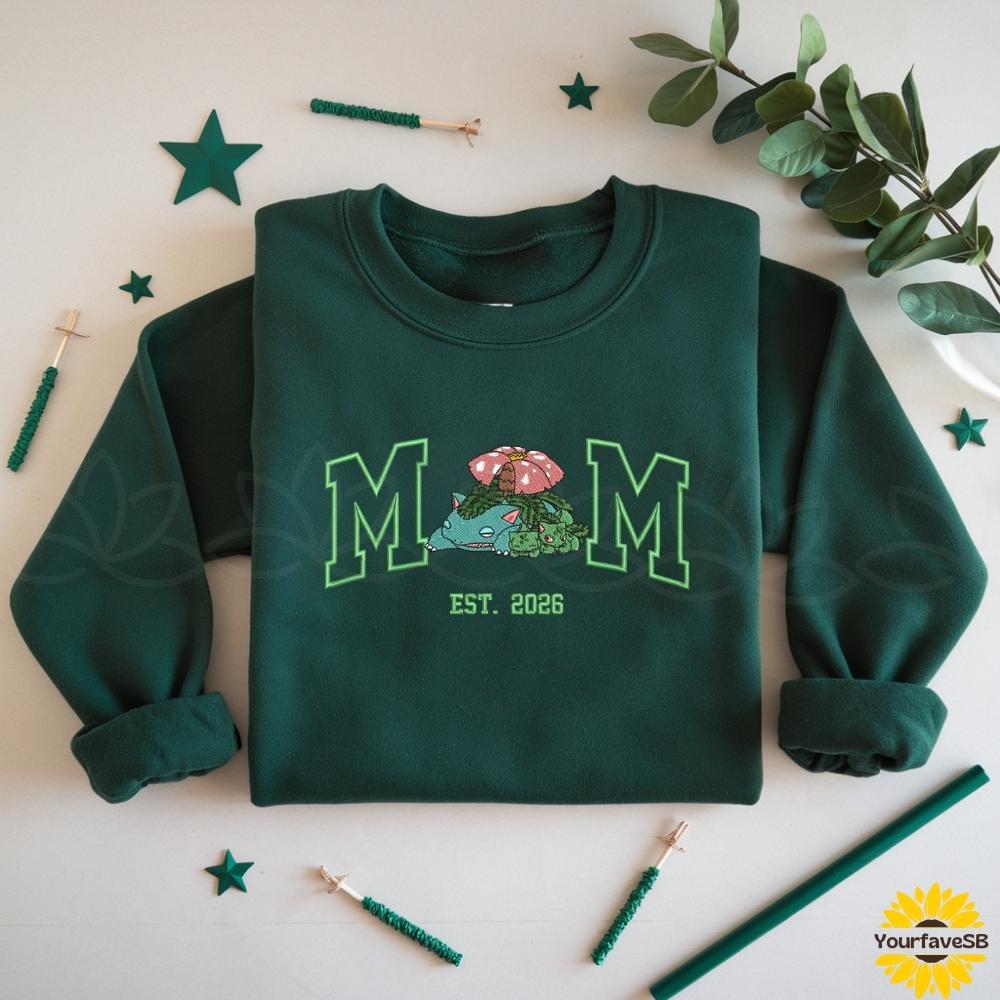 Custom PokeMom Embroidered Shirt, Mother's Day Gift, Birthday Gift For Mom, Pocket Beast, Personalized Anime Characters Sweatshirt
