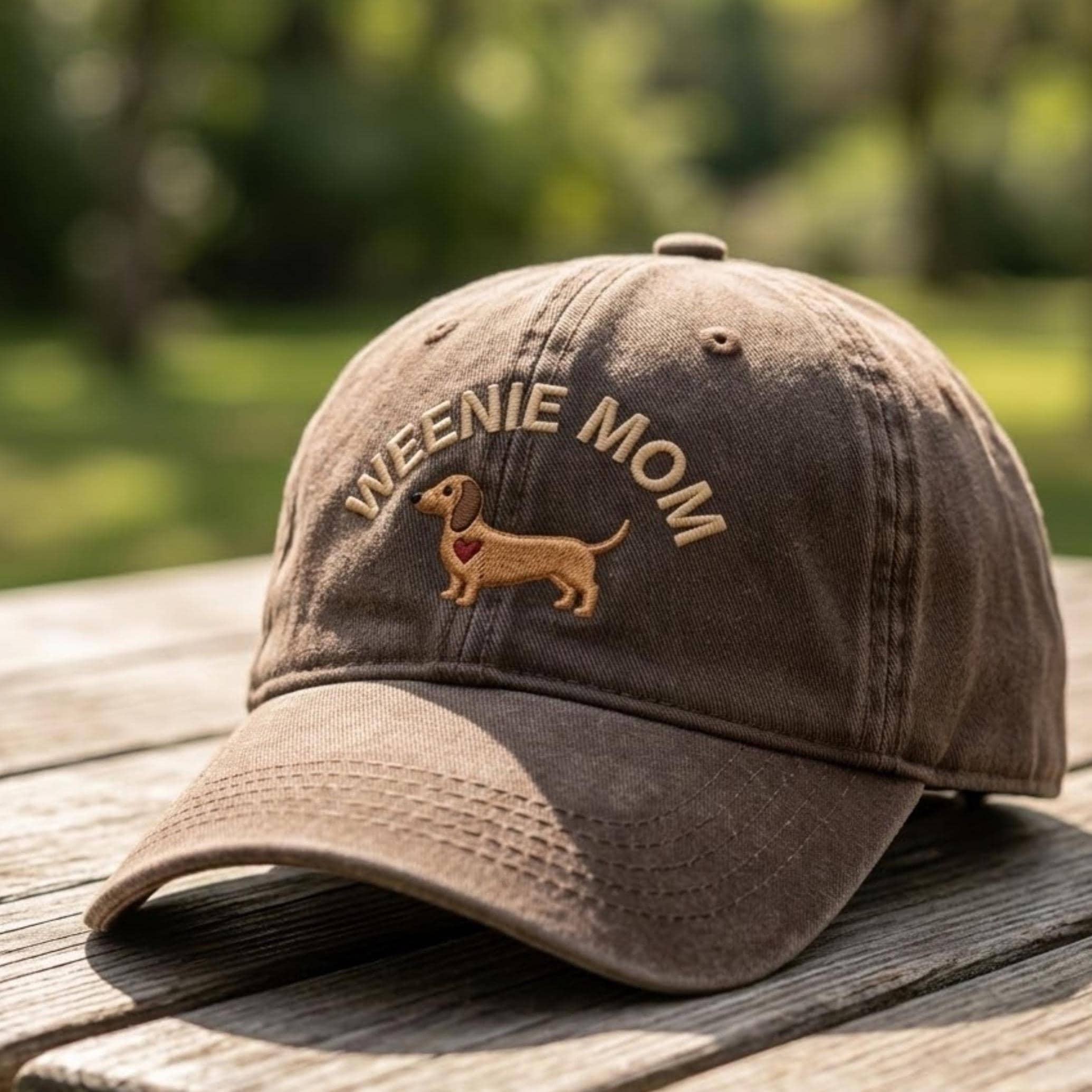 Dachshund Embroidered Baseball Hat, Weenie Mom Cap, Cotton Polyester Dad Hat, Cute Dog Lover Gift