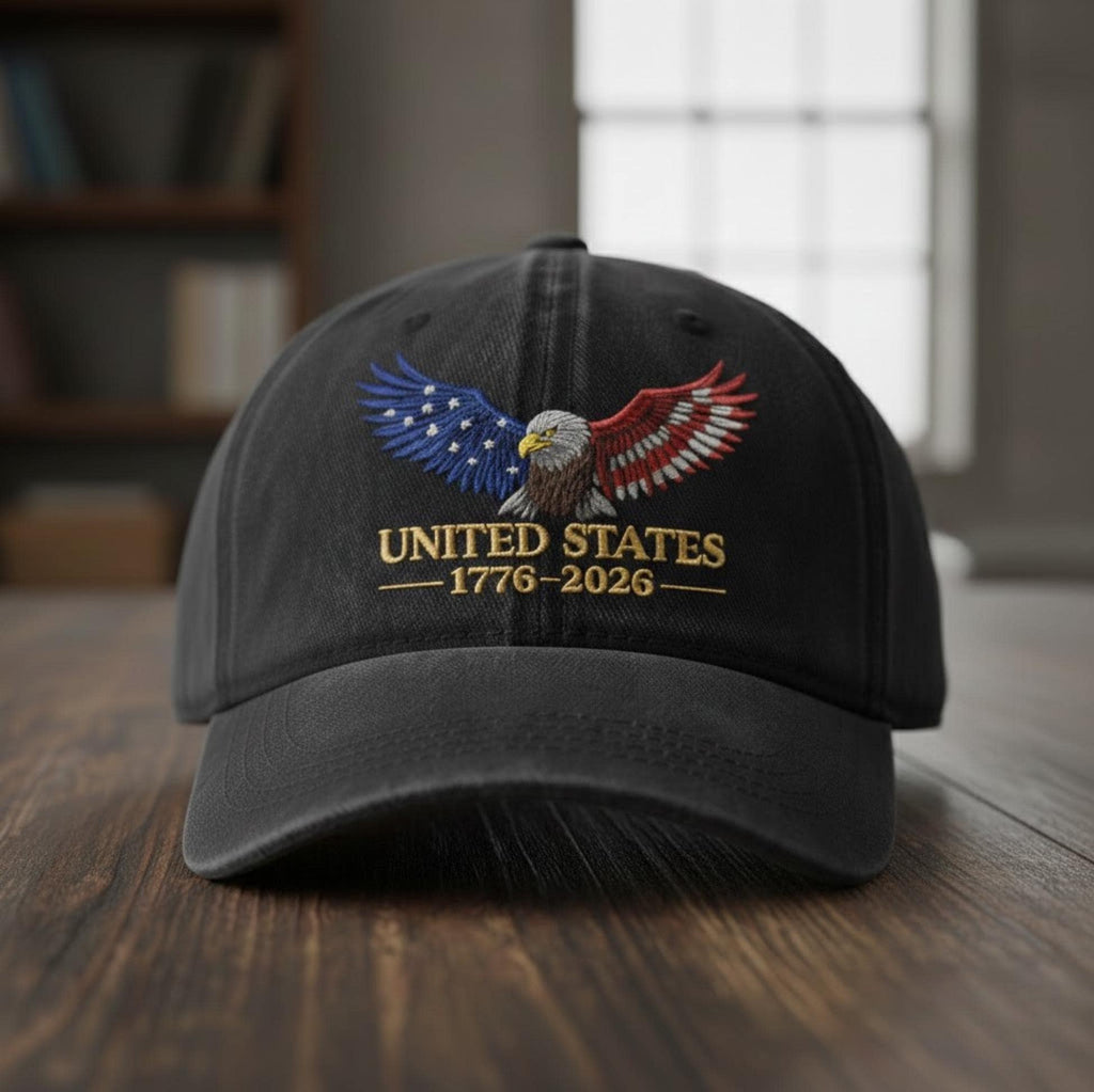 Eagle Flag Embroidered Hat, USA 250 Years Patriotic Eagle Embroidered Cap, 1776 2026 Freedom Baseball Hat, Anniversary Gift