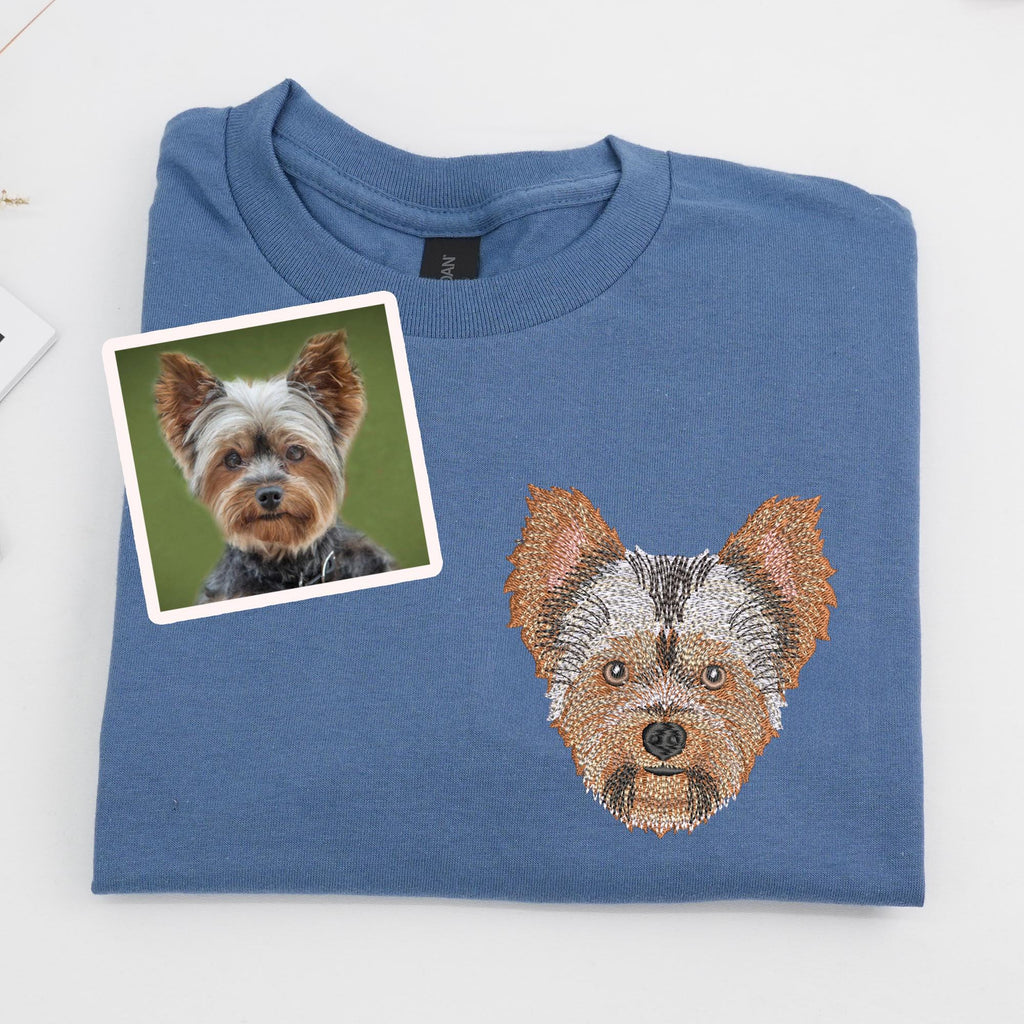 Custom Embroidered Pet Sweatshirt – Personalized Pet Face Sweatshirt from Your Photo, Gift for Dog Lovers