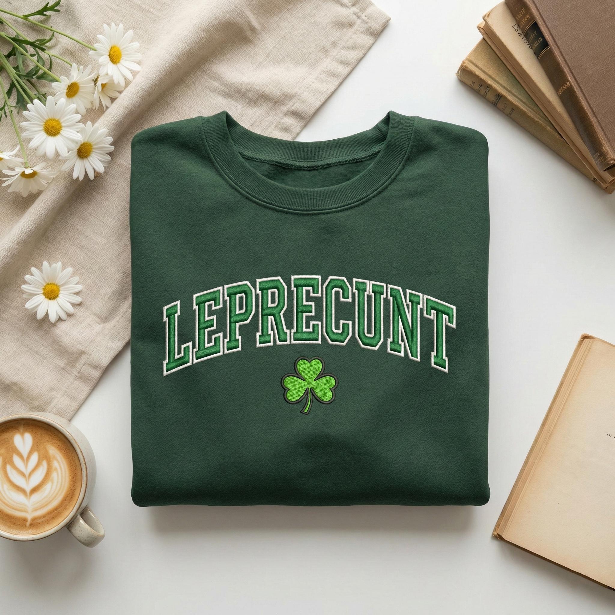St Paddys Leprecunt Embroidered Sweatshirt, Aesthetic Party Girl Outfit, St Patricks Day Going Out Shirt, Besties Matching Shirts