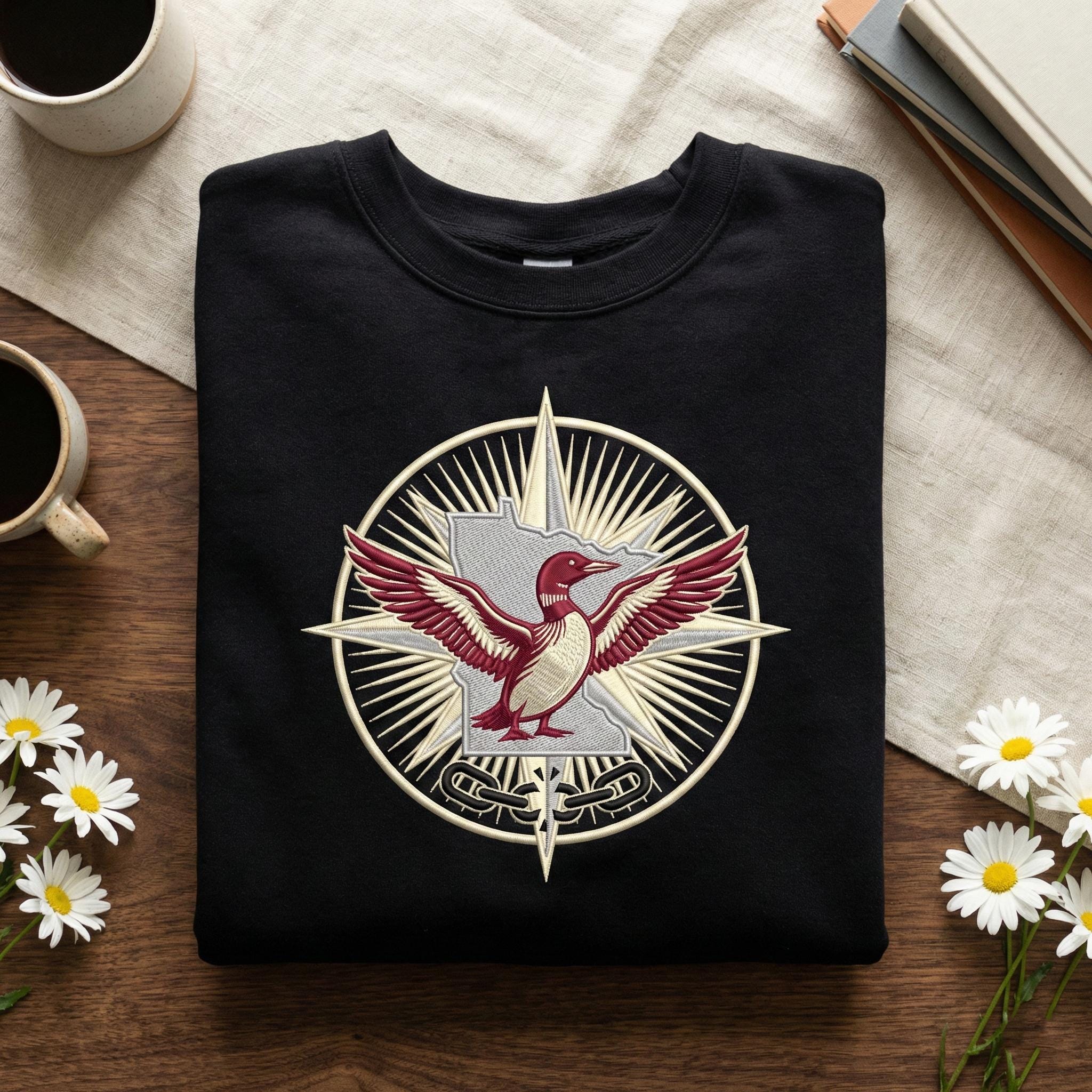Minnesota Resistance Embroidered Sweatshirt, MN State Bird Loon Resistance Shirt, Political Protest, Minnesota Loon Starbird Shirt