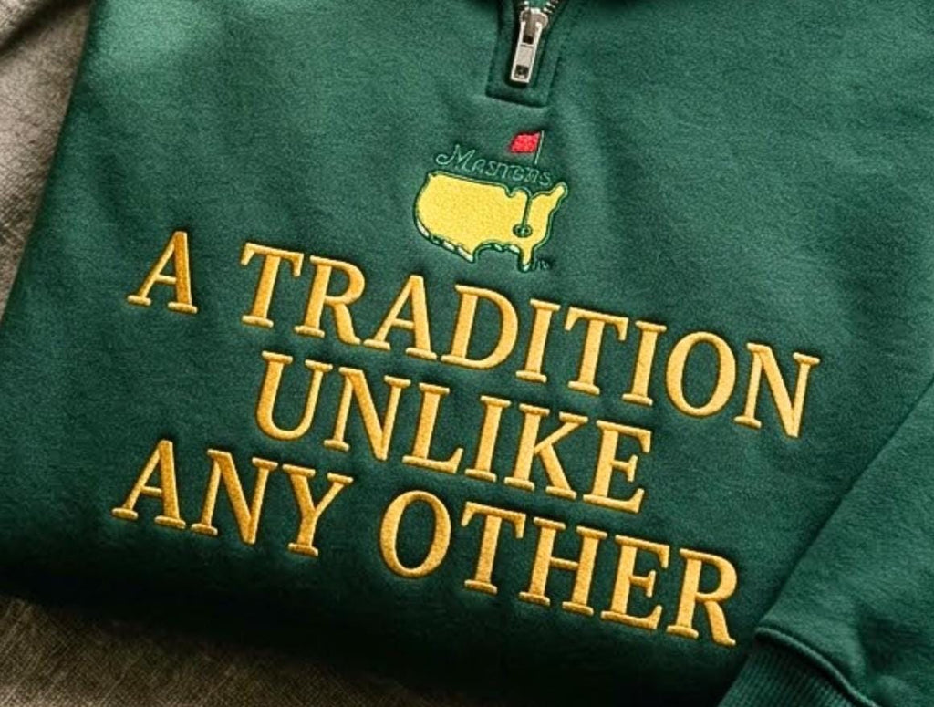 Masters Tournament Quarter Zip Sweatshirt, Embroidered Golf Tradition pullover