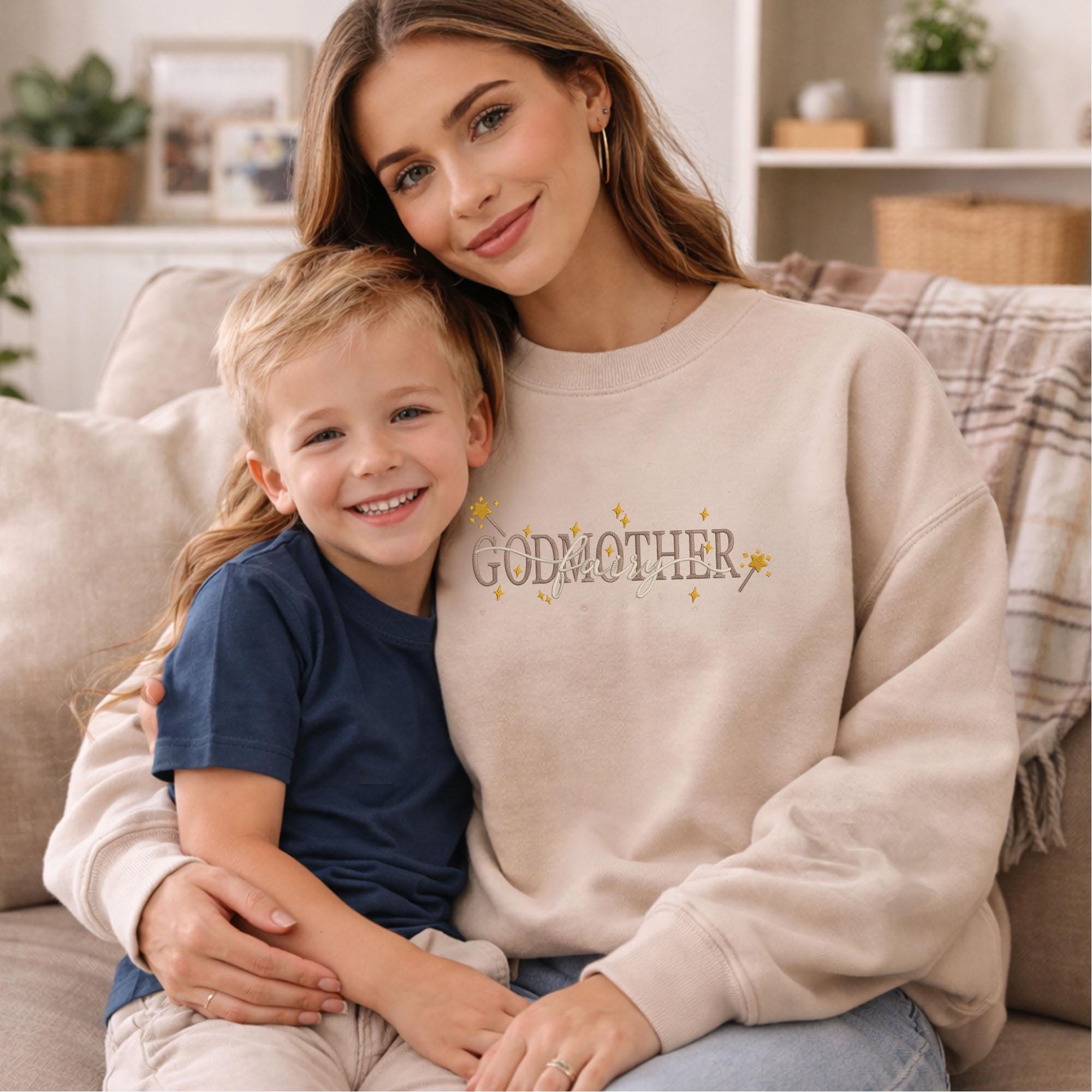 Personalized Godmother Sweatshirt: Embroidered Christening Gift