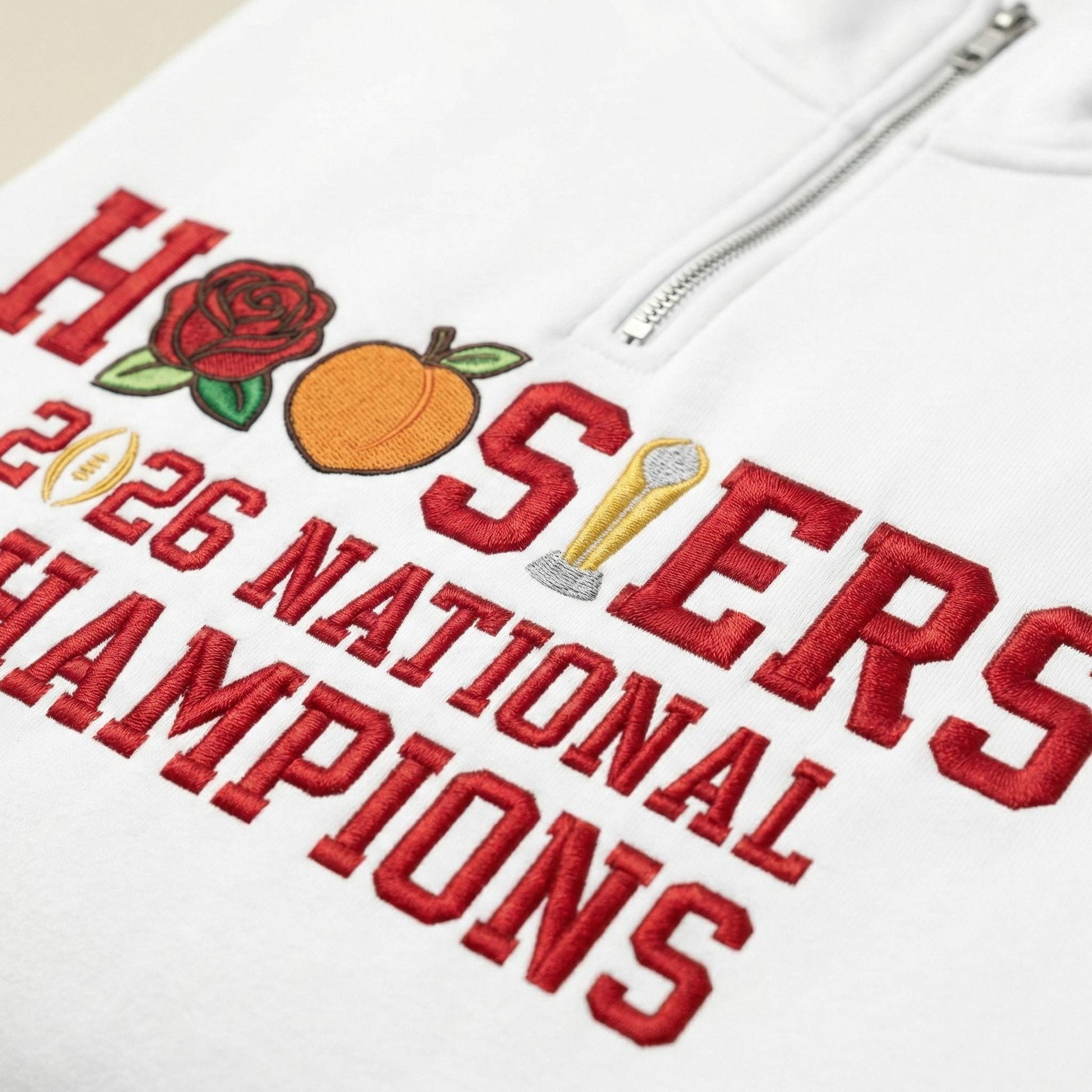 Embroidered Indiana Champions 2026 Quarter Zip Sweatshirt – Hoosiers Trophy Sweater, Unisex Indiana Fan Apparel, Game Day Embroidery