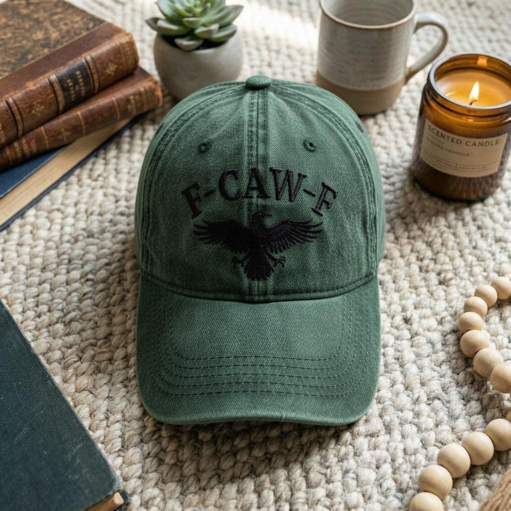 F-Caw-F Crow Embroidered Washed Hat Men Women Adjustable distressed Baseball Cap
