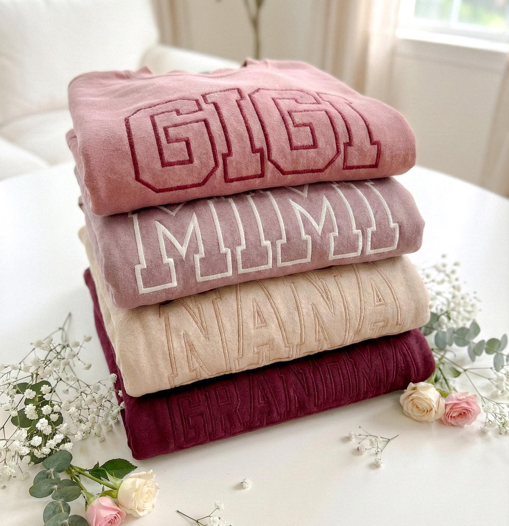 Custom Mama Embroidered Sweatshirt, Name On Sleeve With Heart, Mama Est Year Shirt, Grandma Shirt With Date, Gift For New Mom,Mothers Day Gift