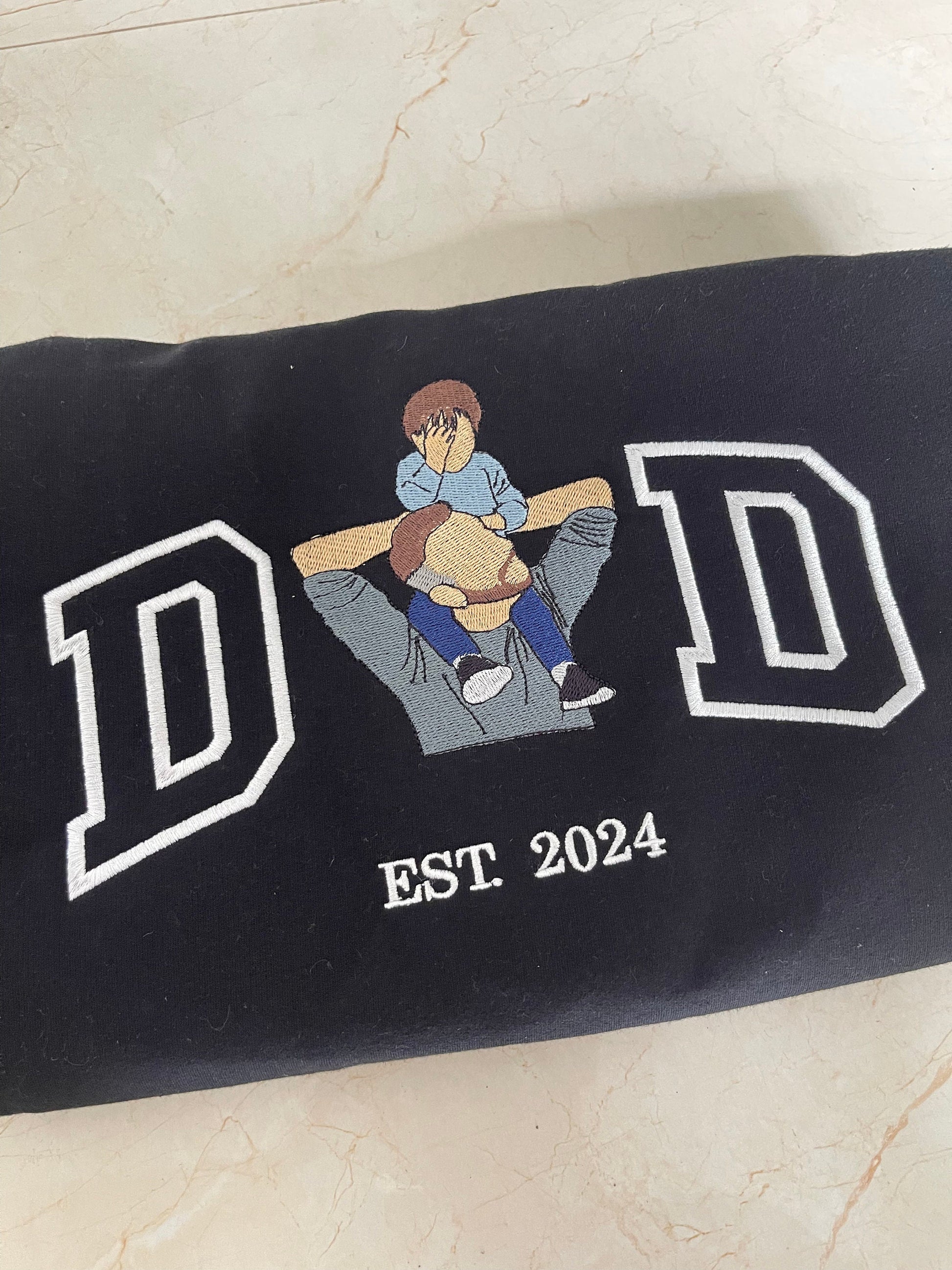 Embroidered Dad Shirt, Custom Father Embroidered T-Shirt, Personalized Photo Shirt