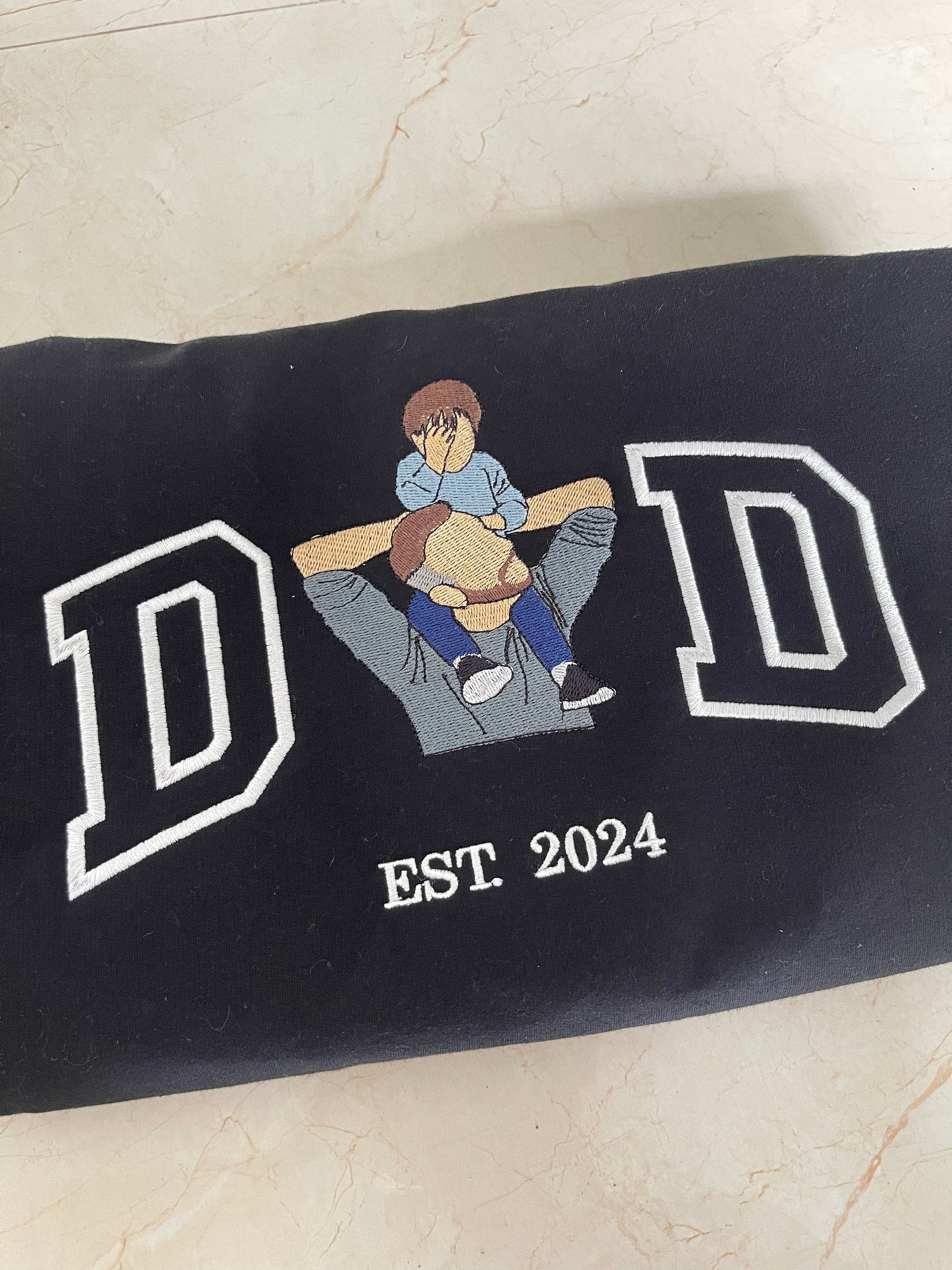 Embroidered Dad Shirt, Custom Father Embroidered T-Shirt, Personalized Photo Shirt