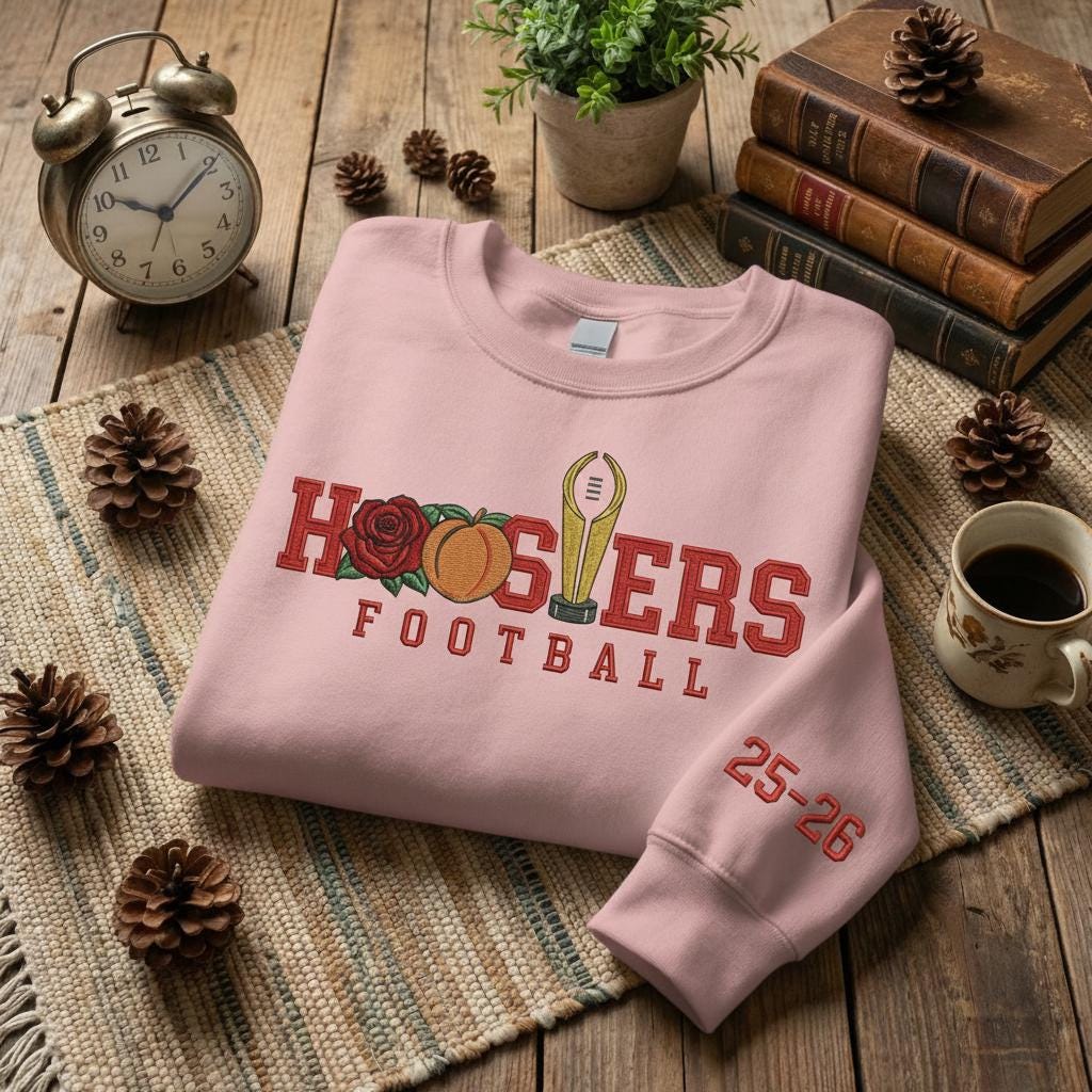 Embroidered Indiana Rose Bowl and Peach Bowl Champs Sweatshirt, Indiana Football T-shirt, Rose Bowl Tee, Game Day, Fans Gift, Hoosiers Gift