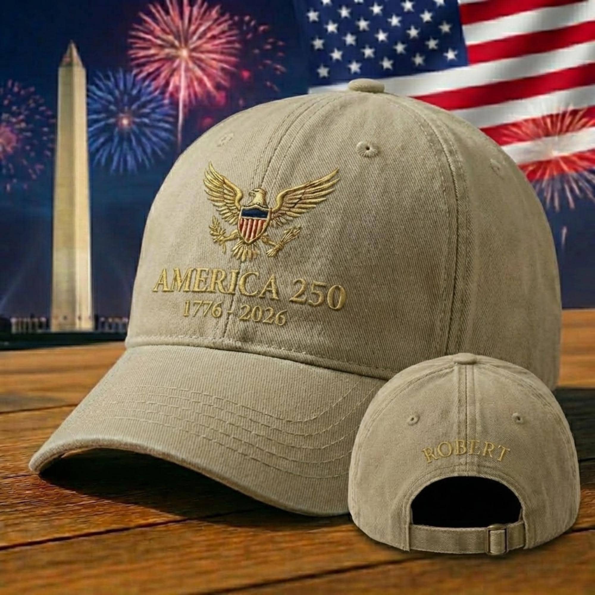 Custom Name America 250 Hat 1776–2026, USA 250th Anniversary Embroidered Cap, Patriotic Baseball Hat, Semiquincentennial Gift, Veteran Cap