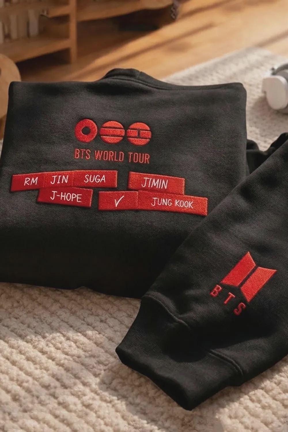 BTS Embroidered Sweatshirt, World Tour 2026 Crewneck, Kpop Fan Gift Pullover