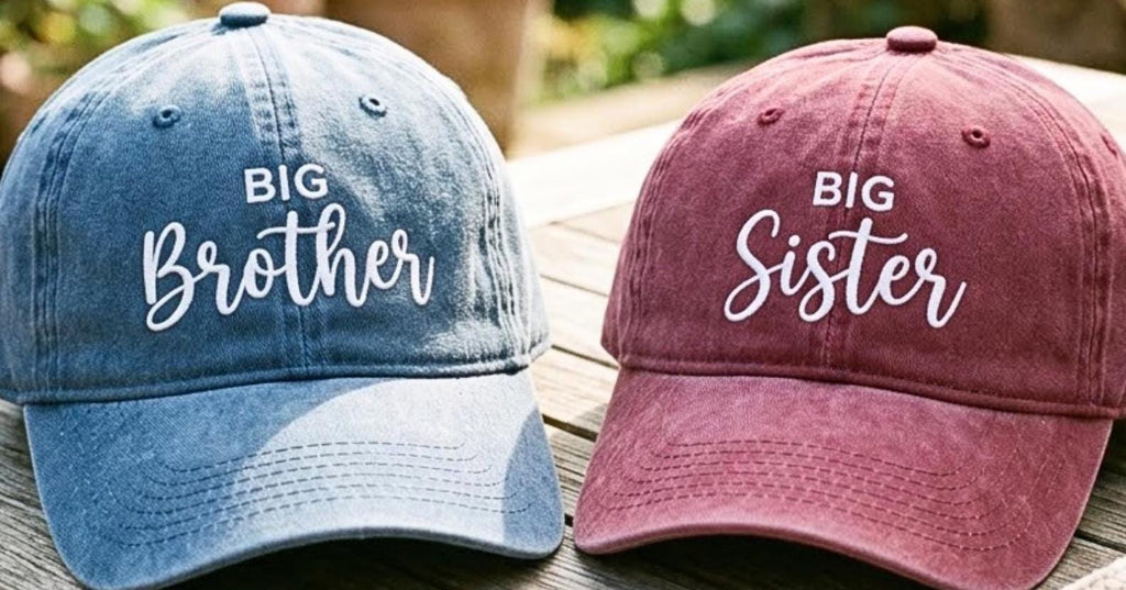 Big Sis Big Bro Embroidered Cotton Baseball Caps, Sibling Matching Hats, Brother Sister Gift, Cute Family Matching Caps
