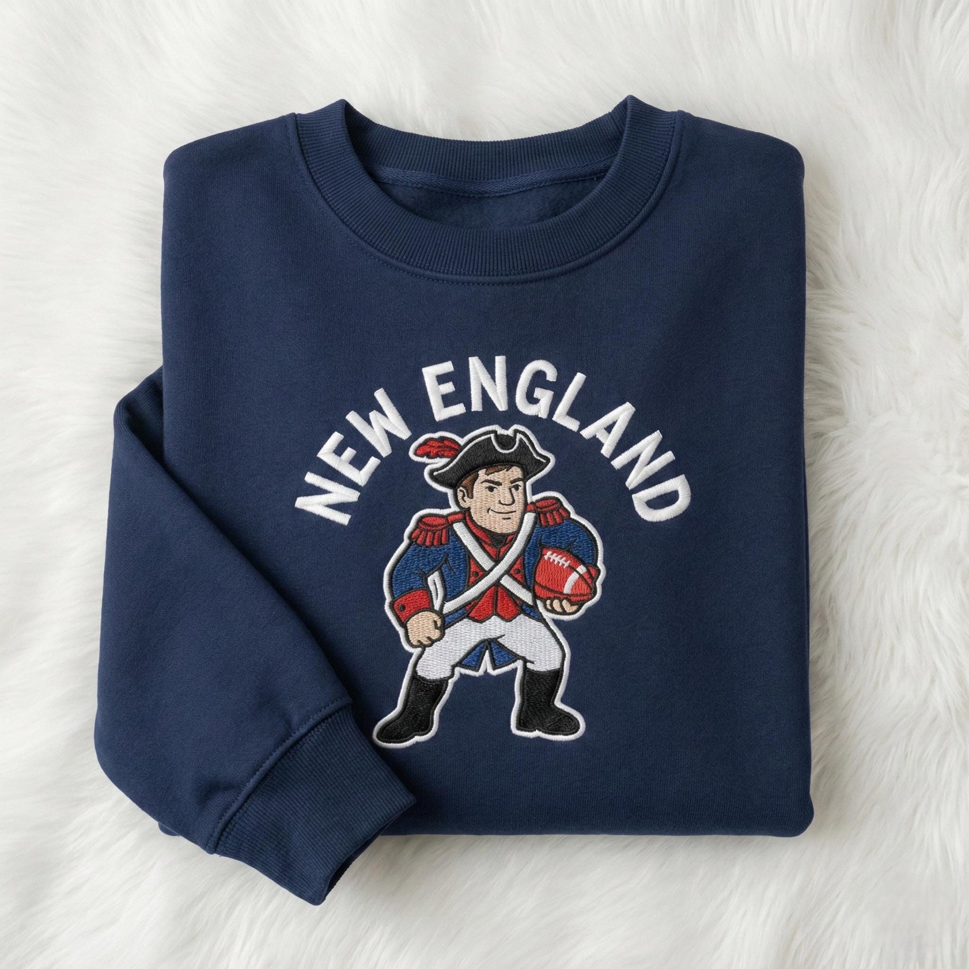 New England Football Embroidered Sweatshirt – Patriots Fan Gift Crewneck | Game Day Hoodie | Drake Maye Inspired Apparel