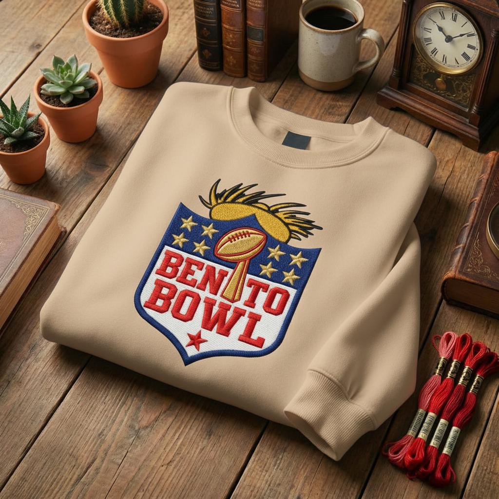 Embroidered Benito Bowl Sweatshirt – Game Day Bunny Crewneck | Puerto Rico Fan Shirt, Football-Inspired Apparel