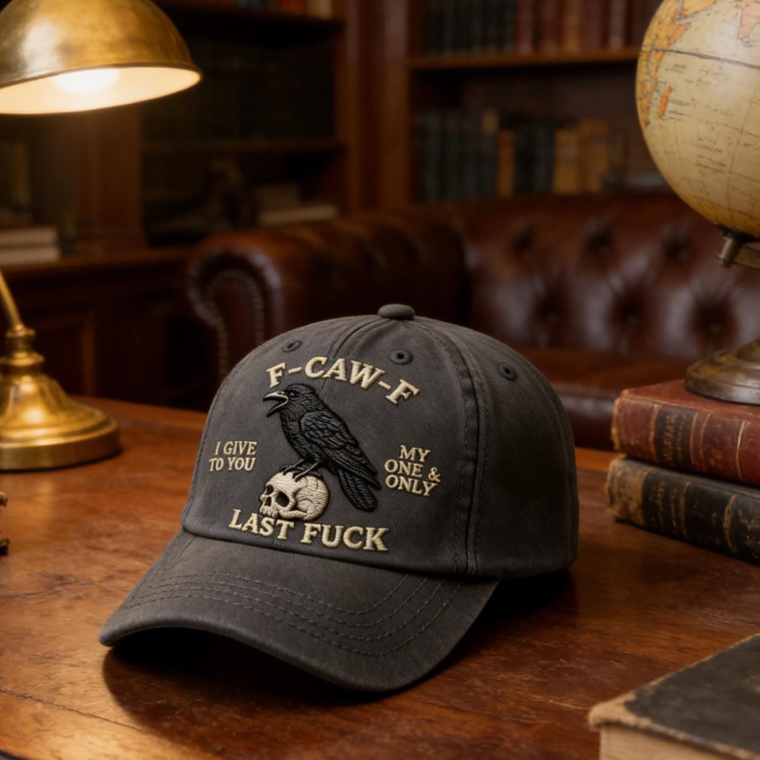 Hand-Embroidered F-Caw-F Crow Baseball Cap, Adjustable Women Men Trucker Hat