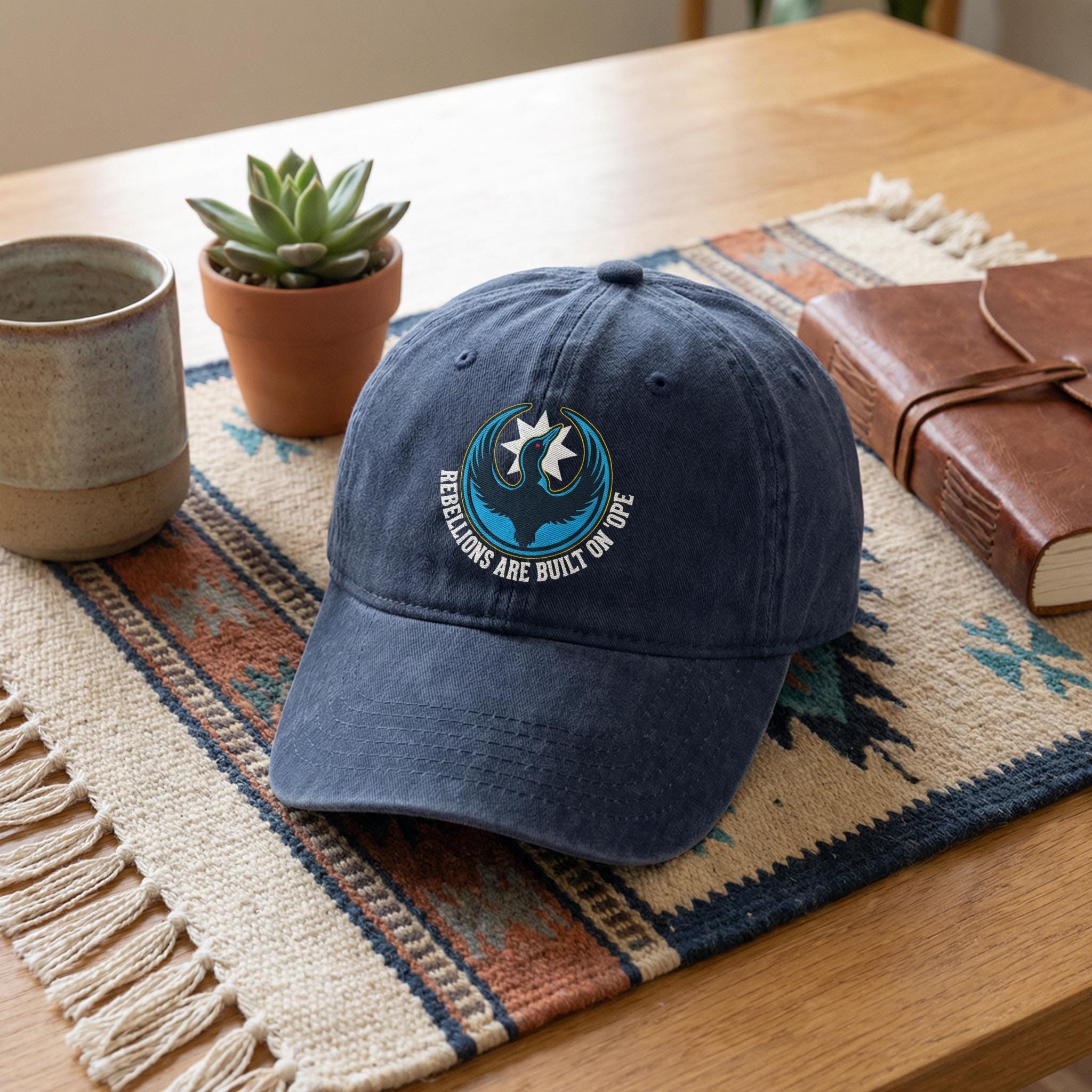 Rebellions Are Built On Hope Embroidered Hat, Minnesota Rebel Alliance Political Hat, MN State Bird Loon Protest + Resistance Hat