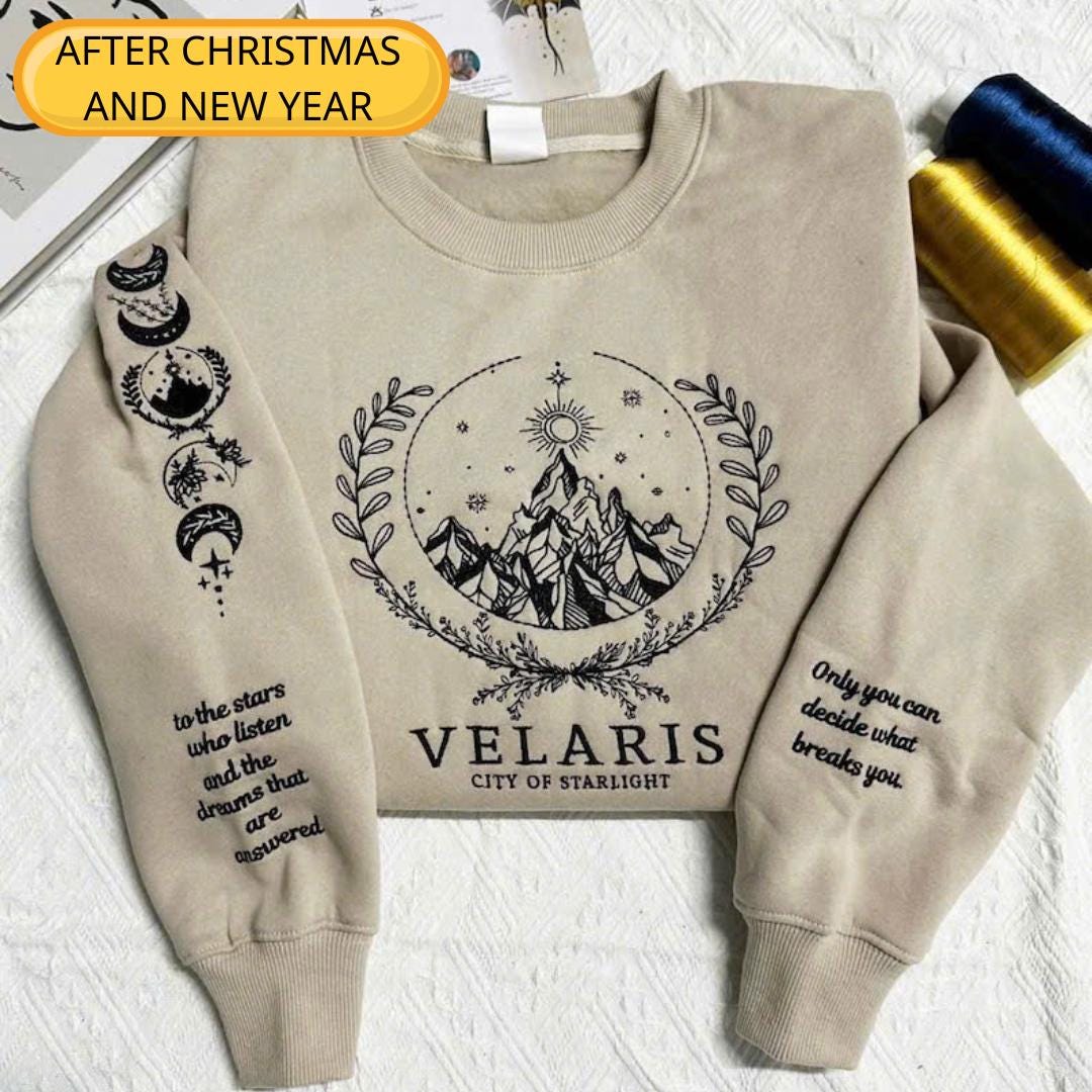 Velaris Hidden City embroidered sweatshirt, Velaris City Of Starlight Embroidered Shirt, The Night Court Shirt, City of Starlight, ACOTA