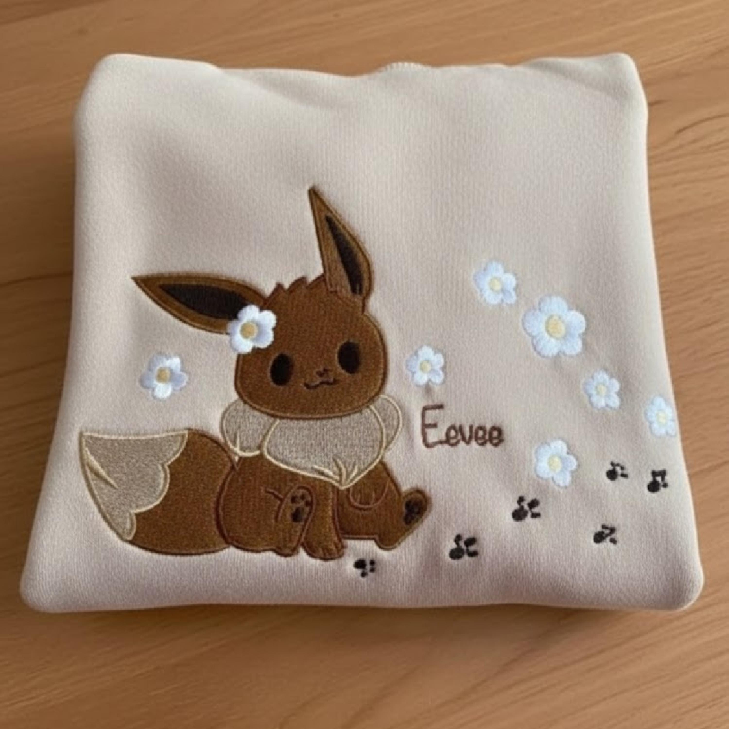 Embroidered Eevee Hoodie, Cute Pokemon Sweatshirt, Matching Couple Hoodie, Cozy Brown Anime Sweater, Gift for Pokemon Lovers