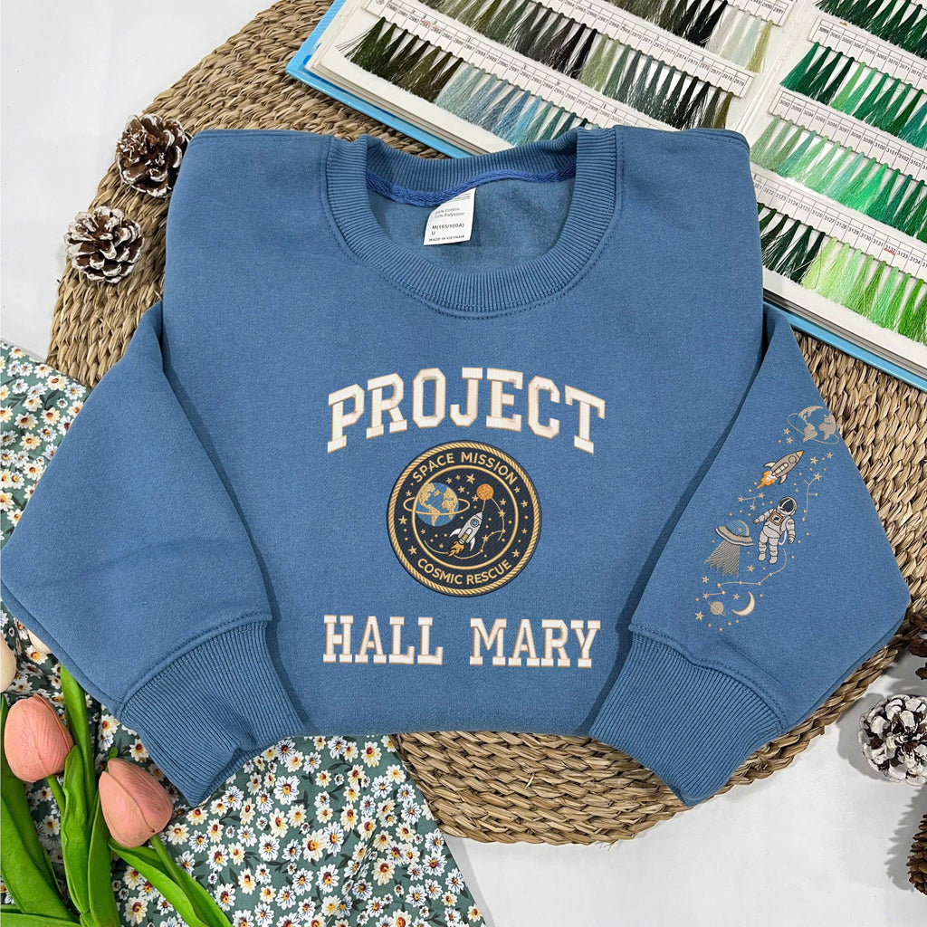 Embroidered Project Hail Mary Sweatshirt, Sci-Fi Crewneck for Book Lovers, Cozy Reader Gift