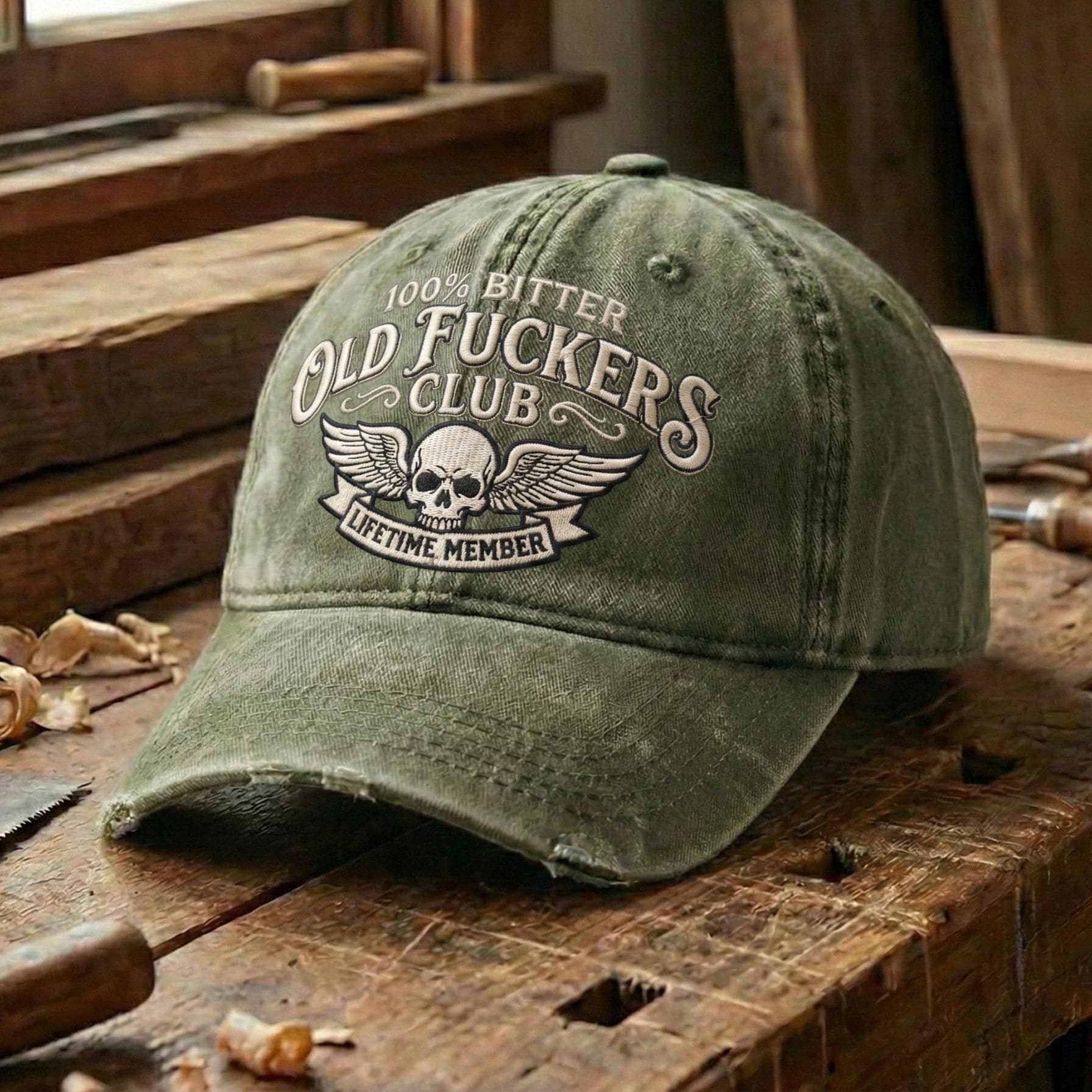 Old F*ckers Club Hat – Funny Dad Hat, Vintage Washed Cotton Embroidered Dad Cap, Retro Gen X Gift, Adjustable Baseball Hat