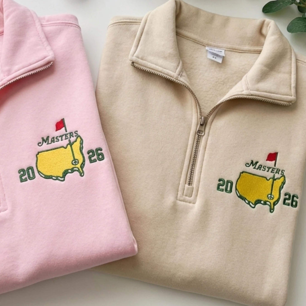 Embroidered Masters 2026 Quarter Zip Sweatshirt, Augusta Golf Pullover, Cozy Sweater