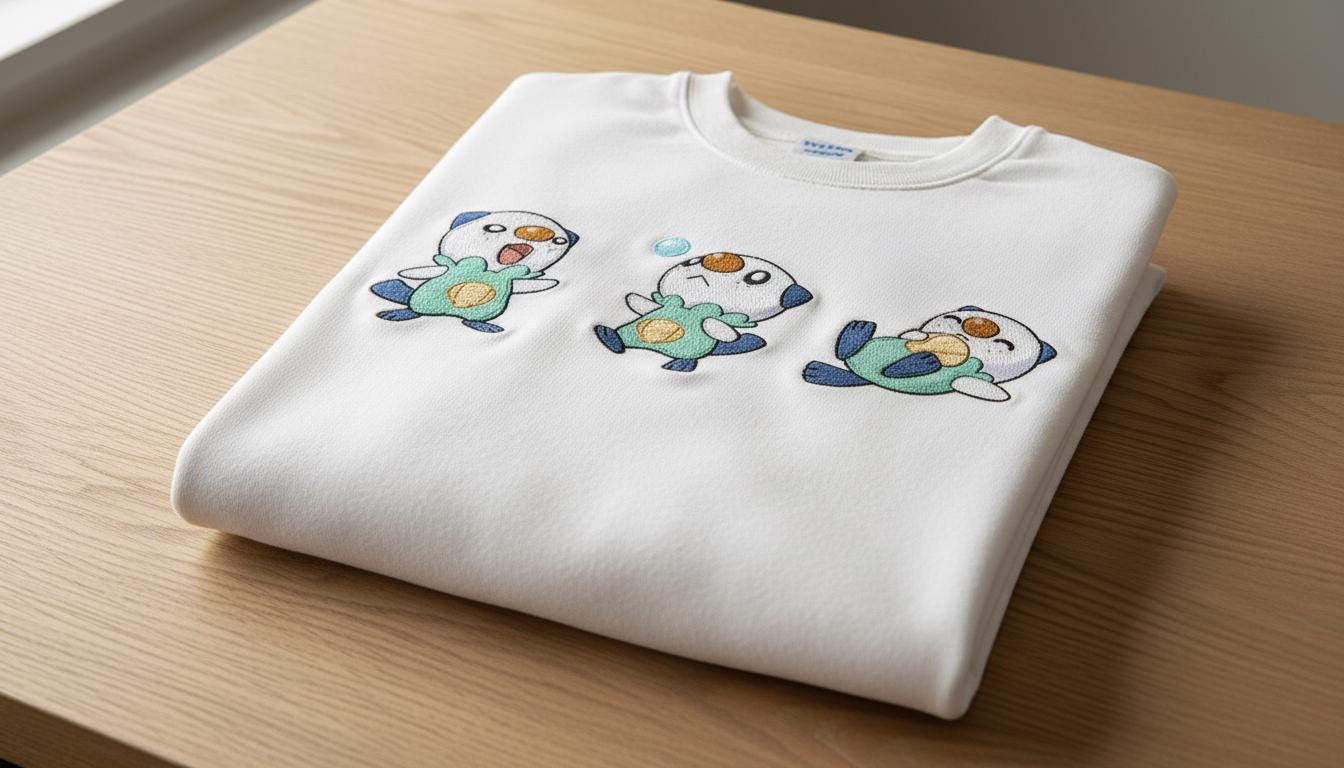 Embroidered Cute Oshawott Sweatshirt, PKM Characters Sweatshirt, Couple Shirt, Gift for Her, Birthday Gift For Friends