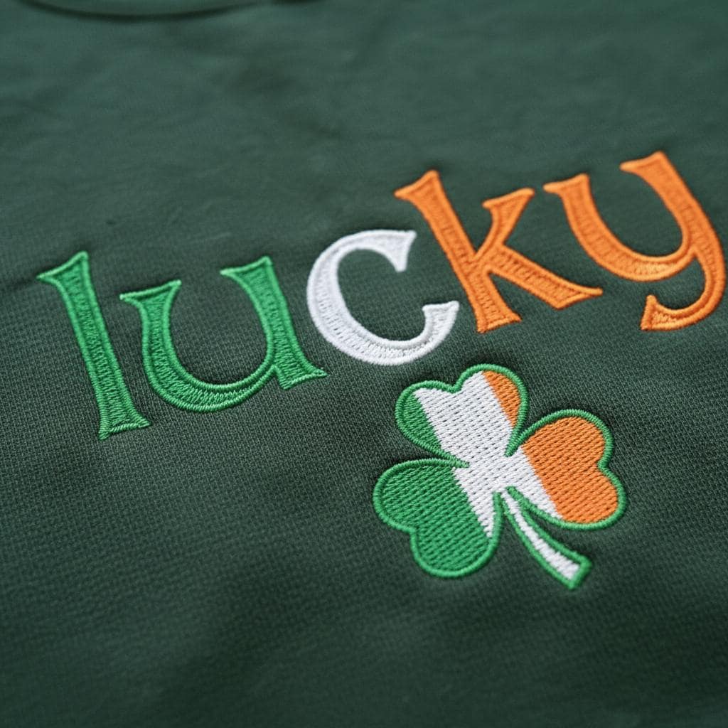 Embroidered Lucky Sweatshirt with Shamrock, St. Patrick’s Day Crewneck Gift, Cozy Green Irish Pullover
