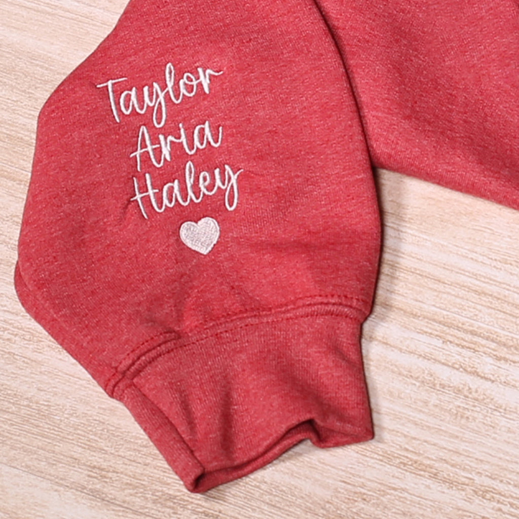 Custom Grandma Embroidered Sweatshirt, Grandma Sweatshirt, Personalized Grandma Embroidered Sweatshirt, Grandkids Names On Sleeve