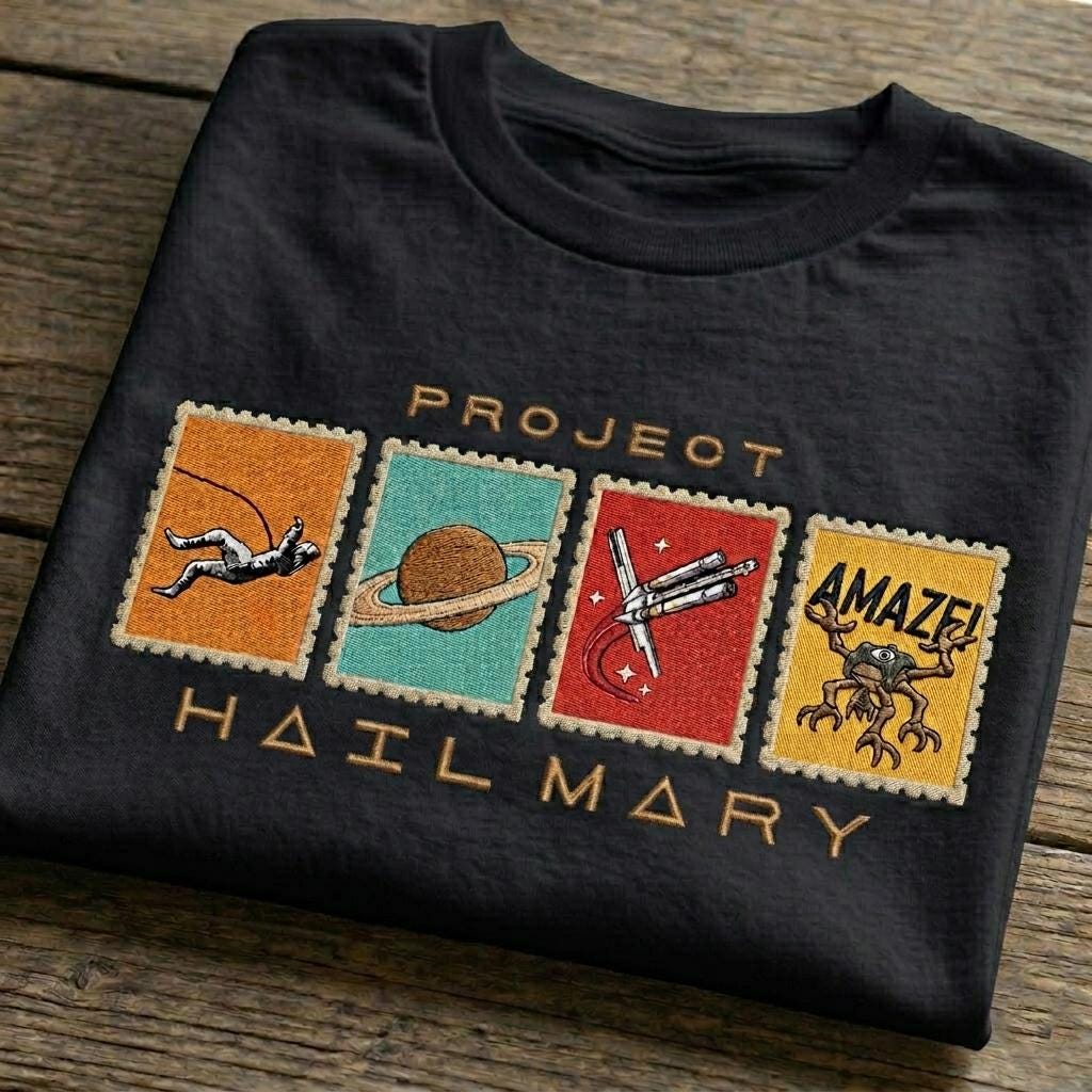 Project Hail Mary Embroidered Sweatshirt, Space Explorer Sci Fi Embroidery Tee, Astronomy Novel Fan, Science Nerd Gift, Bookish Space Lover