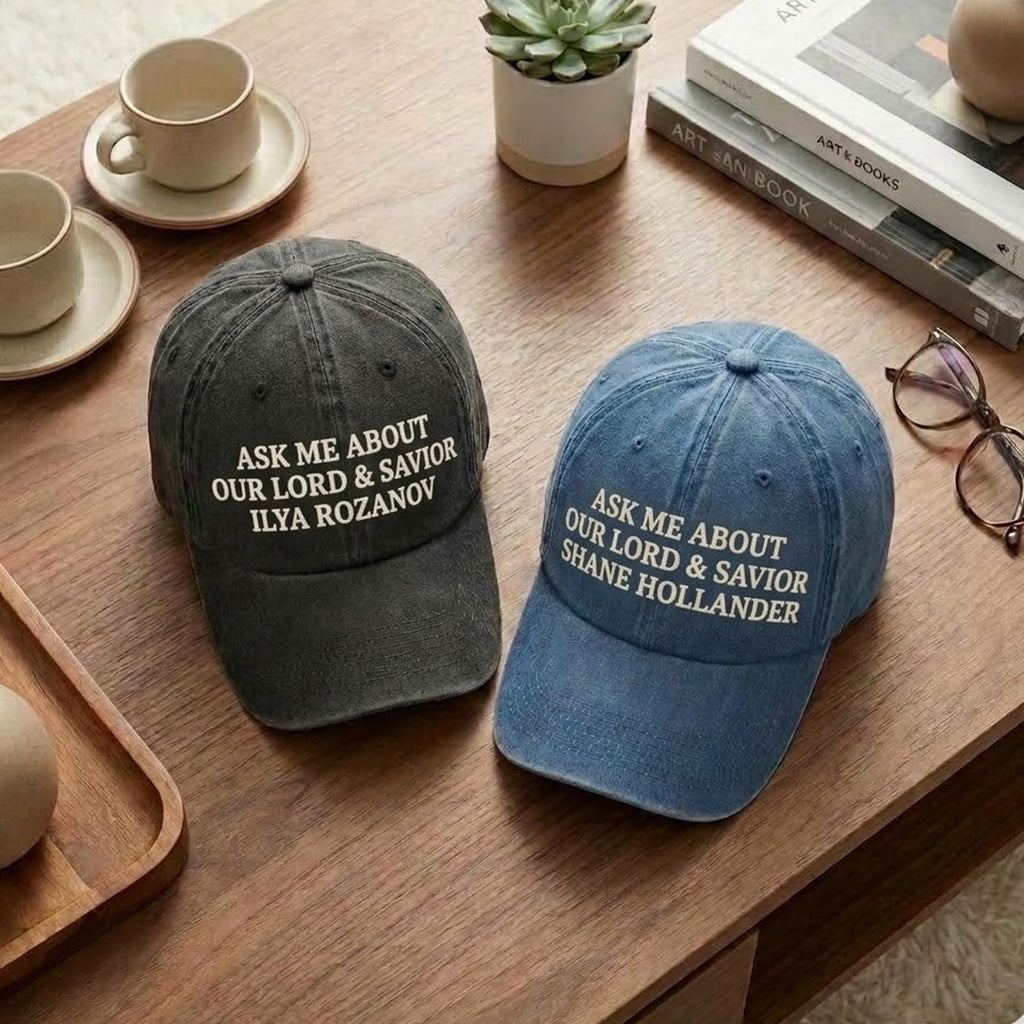 Embroidered Ask me about our lord Savior Heated Rovalry Hat – Hockey Romance LGBT Fan Gift, Heated Rivalry Movie Hat, Gift for Fans
