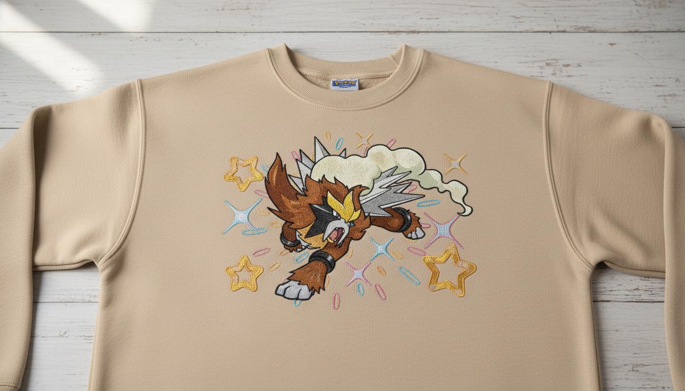 Entei Embroidered T-Shirt, Pokemon Character Embroidery Sweater, Snorlax Anime Embroidery Hoodie, Fashion Clothing, Gift For Her