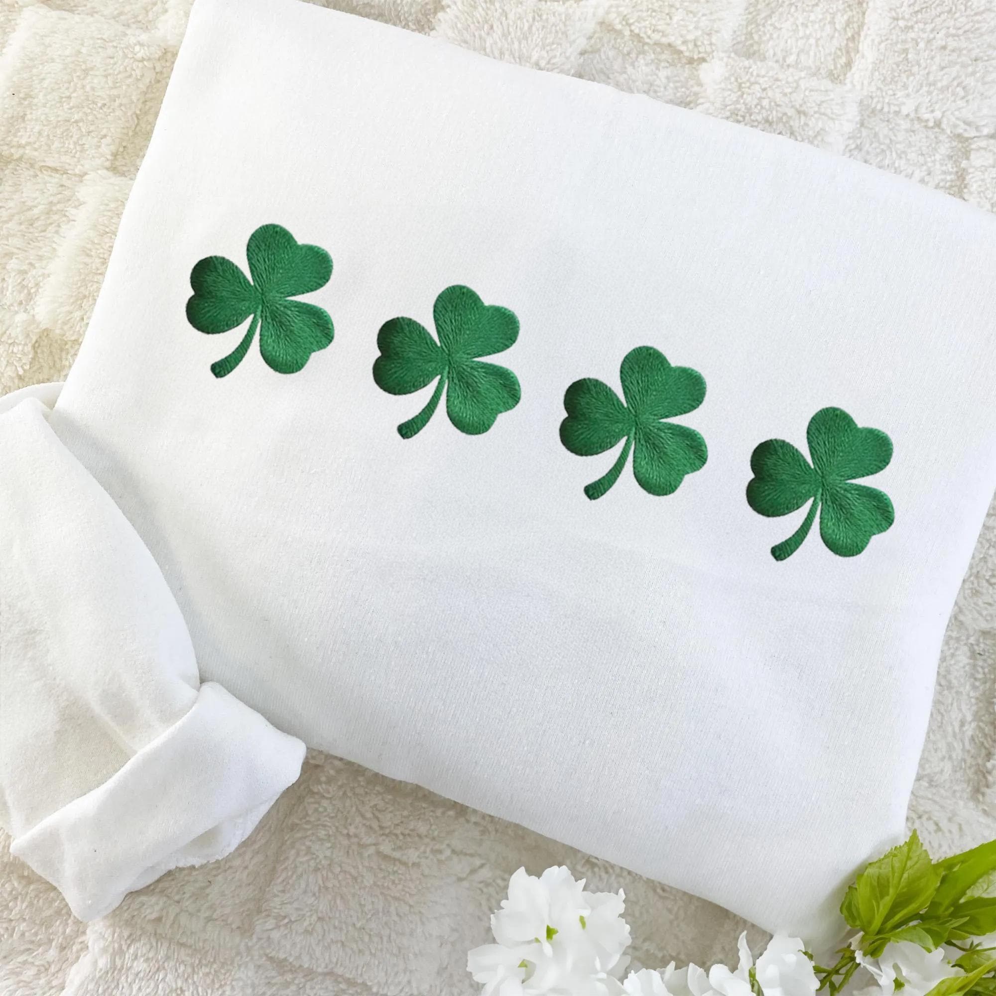 Embroidered Irish Shamrock St. Patrick’s Day Crewneck Sweatshirt – Irish Shamrock Sweatshirt, St. Patrick’s Day Hoodie