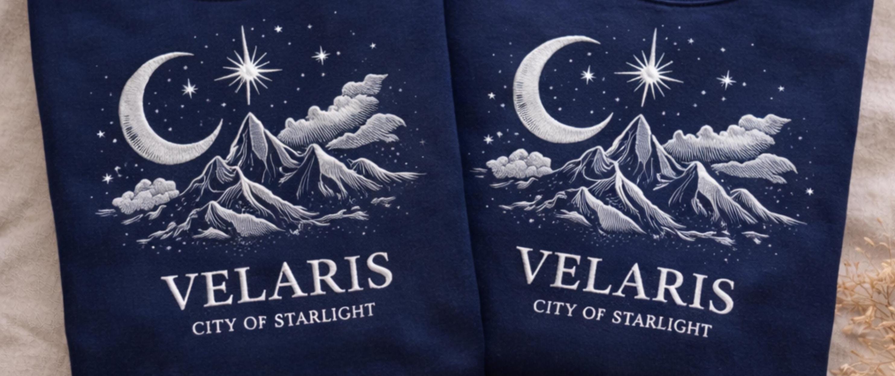 Velaris Embroidered Sweatshirt, City of Starlight, Acotar Fan Tee