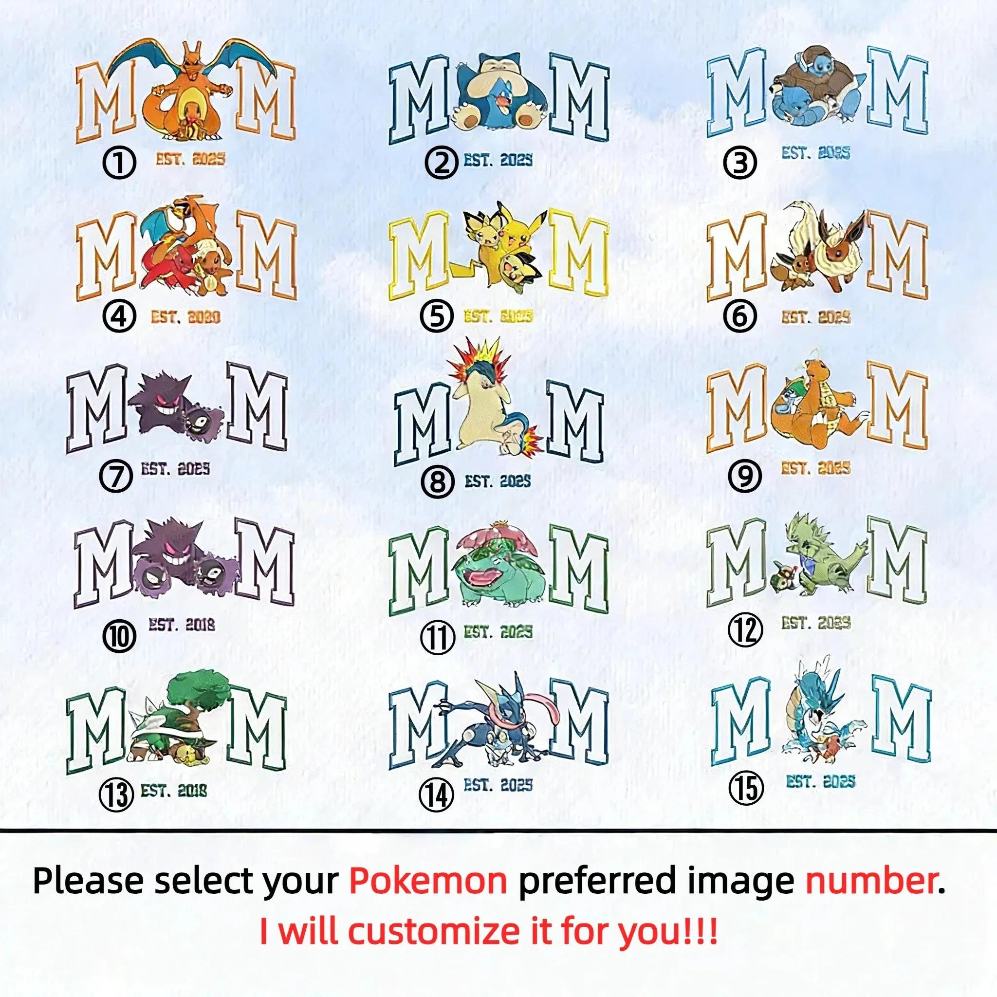 Custom PokeMom Embroidered Shirt, Mother's Day Gift, Birthday Gift For Mom, Pocket Beast, Personalized Anime Characters Sweatshirt