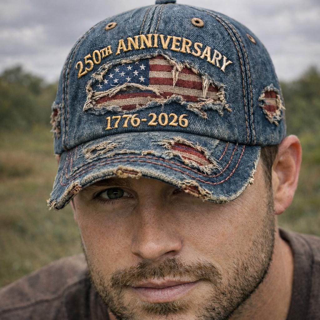 USA 250th Anniversary Distressed Hat (1776–2026) – Vintage Patriotic American Flag Cap, Independence Celebration Gift for Men