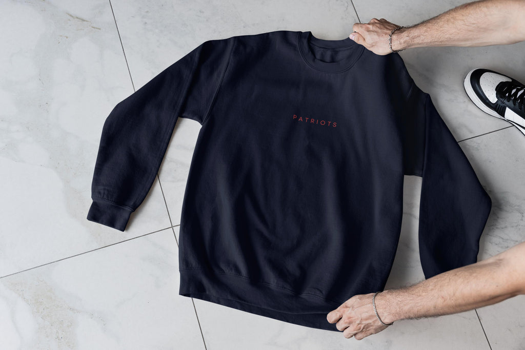 Patriots Embroidered Crewneck – Minimalist New England Unisex Sweatshirt | Patriots Football Gift Apparel